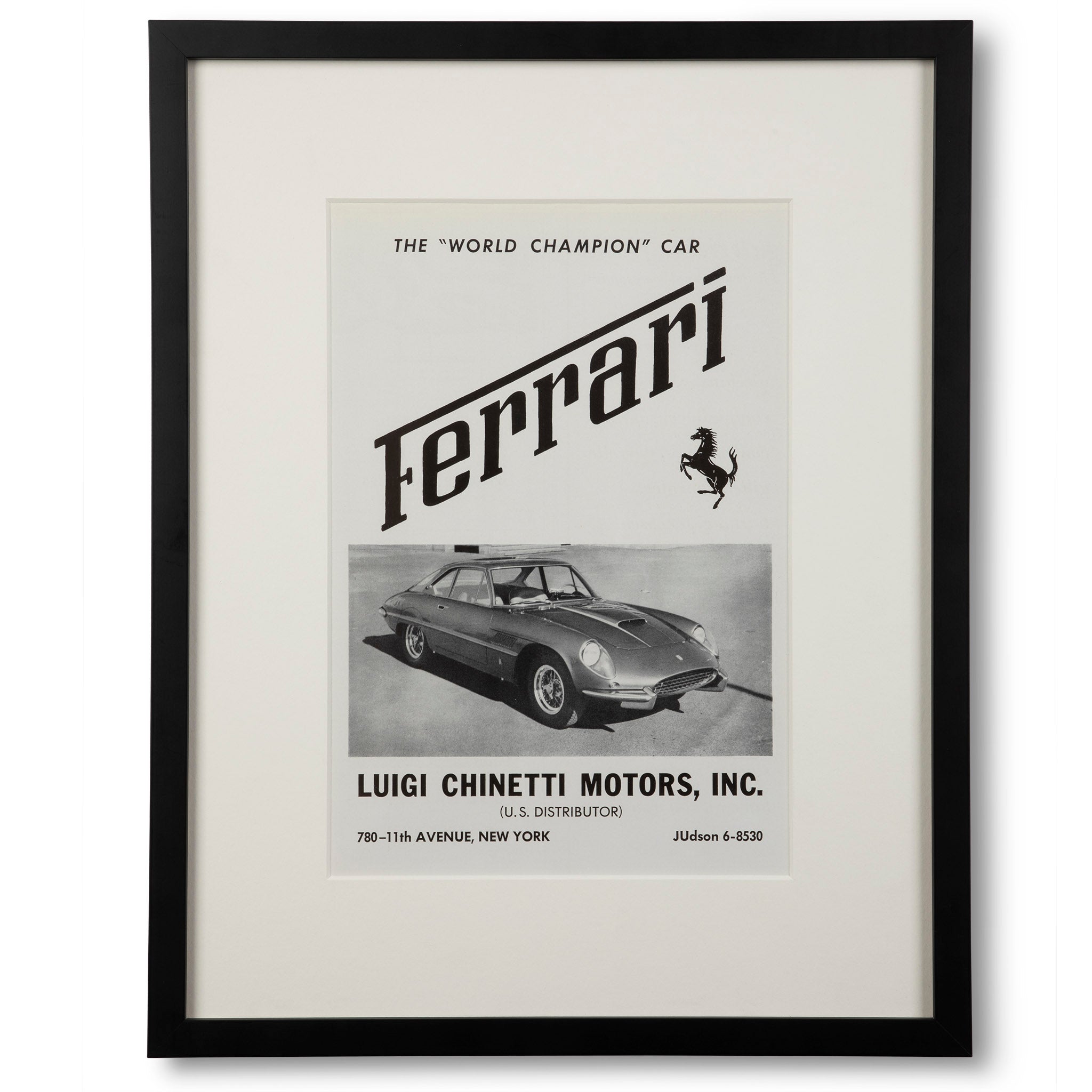 Framed Ferrari "World Champion" Car Ad