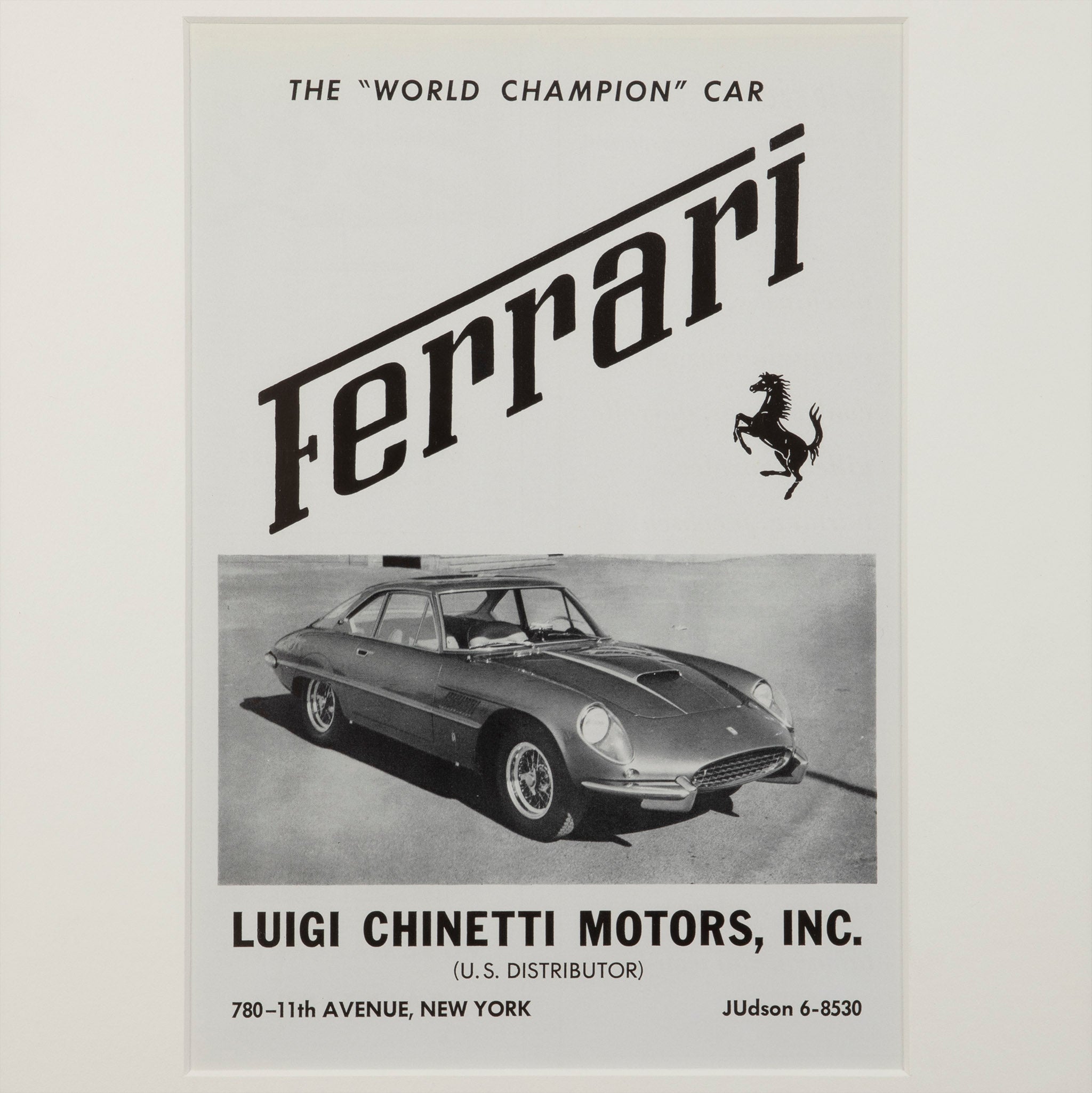 Framed Ferrari "World Champion" Car Ad