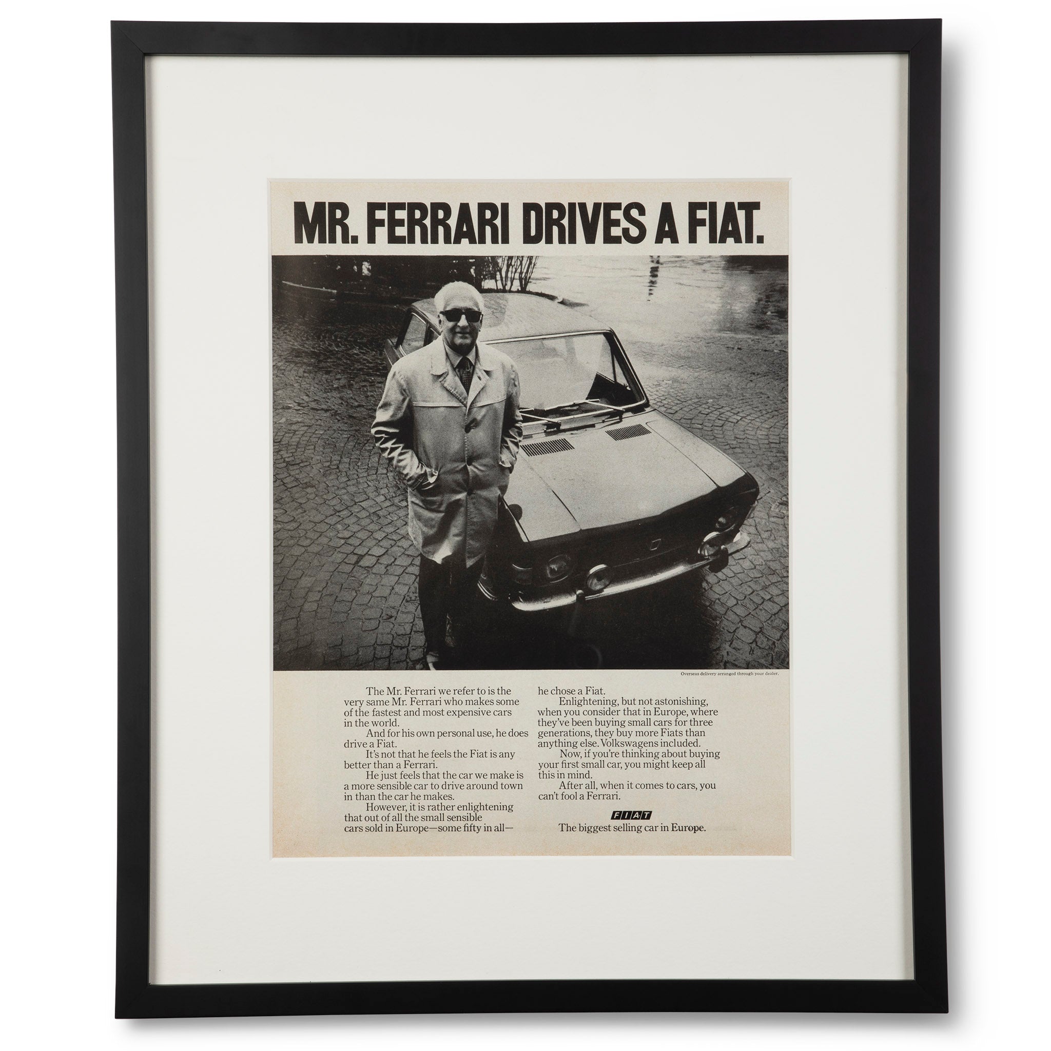 Framed Mr. Ferrari Drives a Fiat Ad