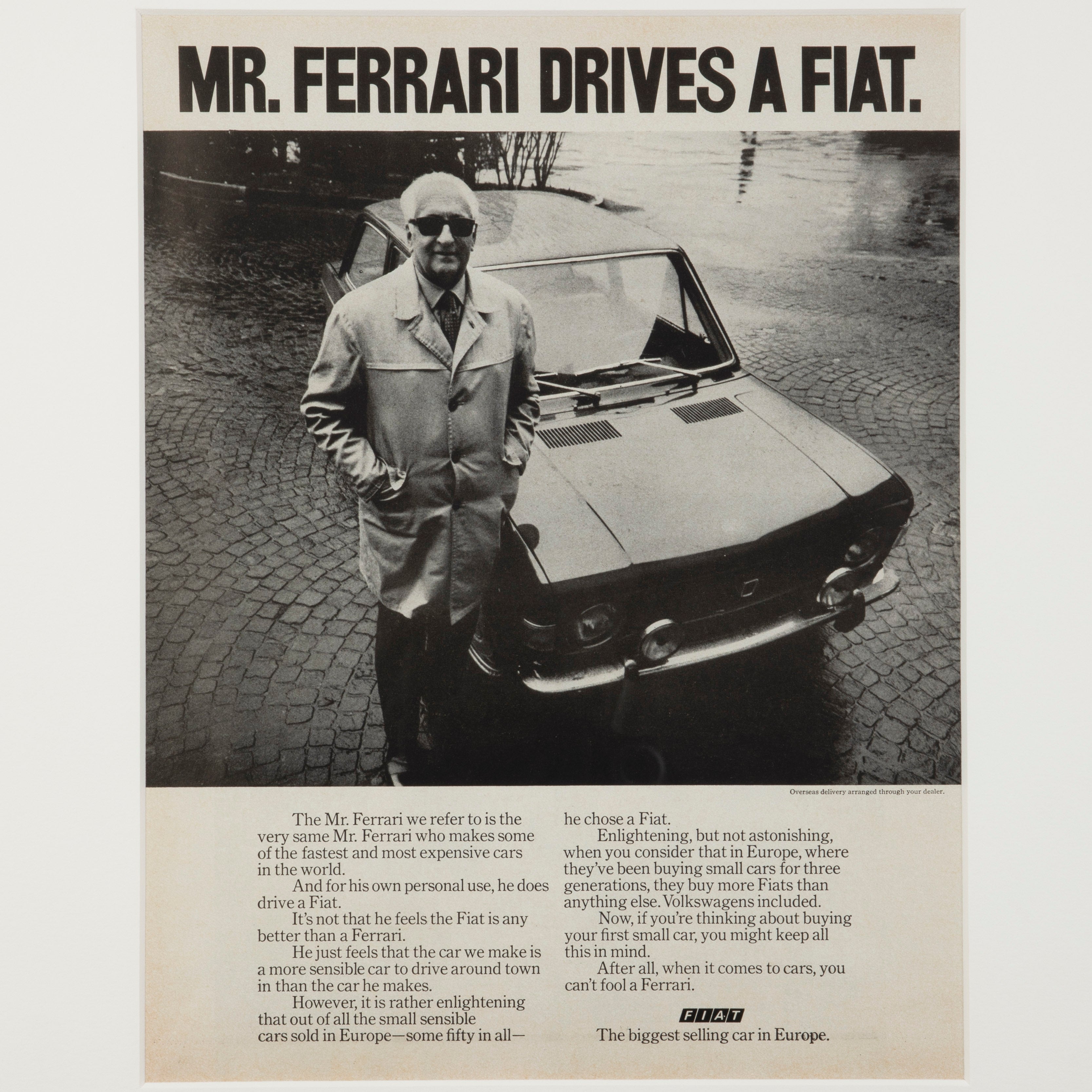 Framed Mr. Ferrari Drives a Fiat Ad