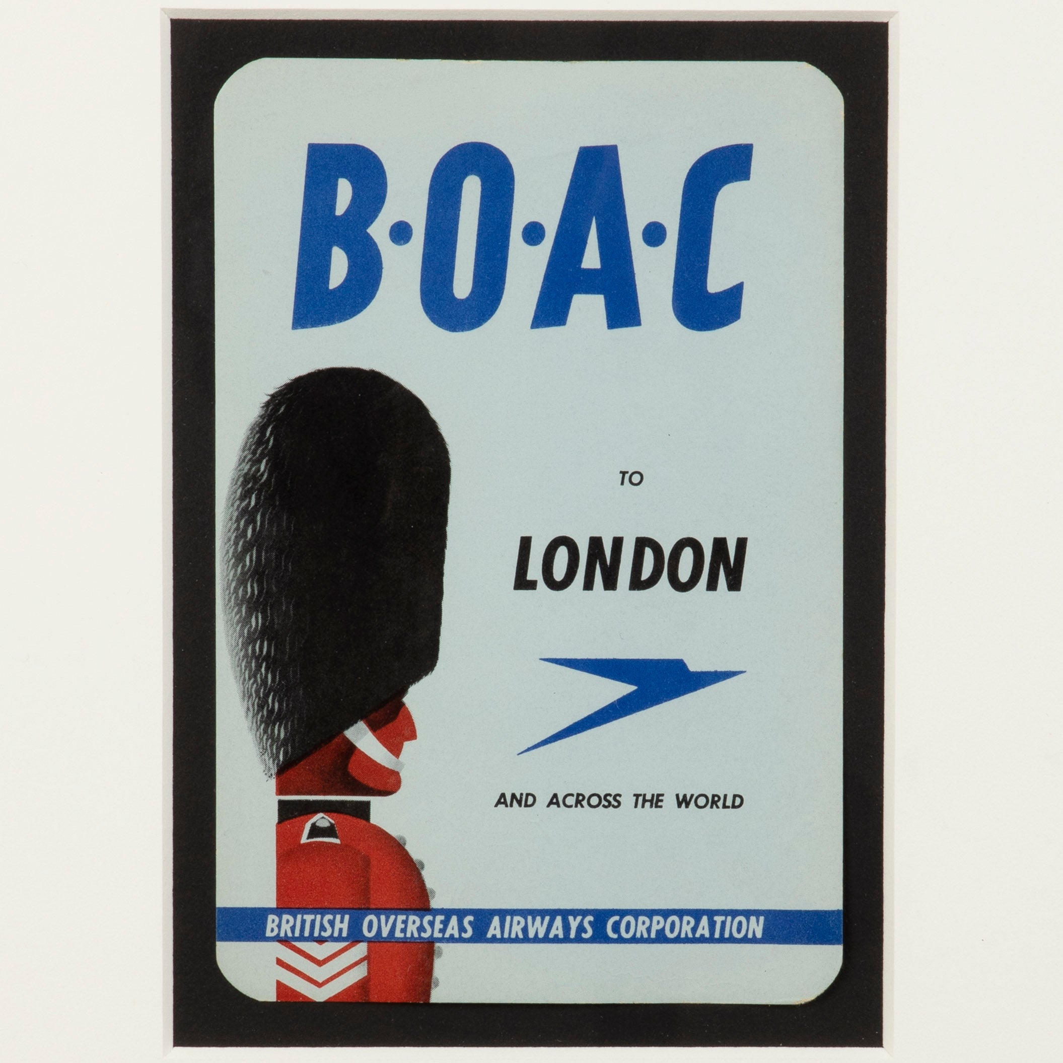 Framed British Overseas Airways Corp. London Luggage Label