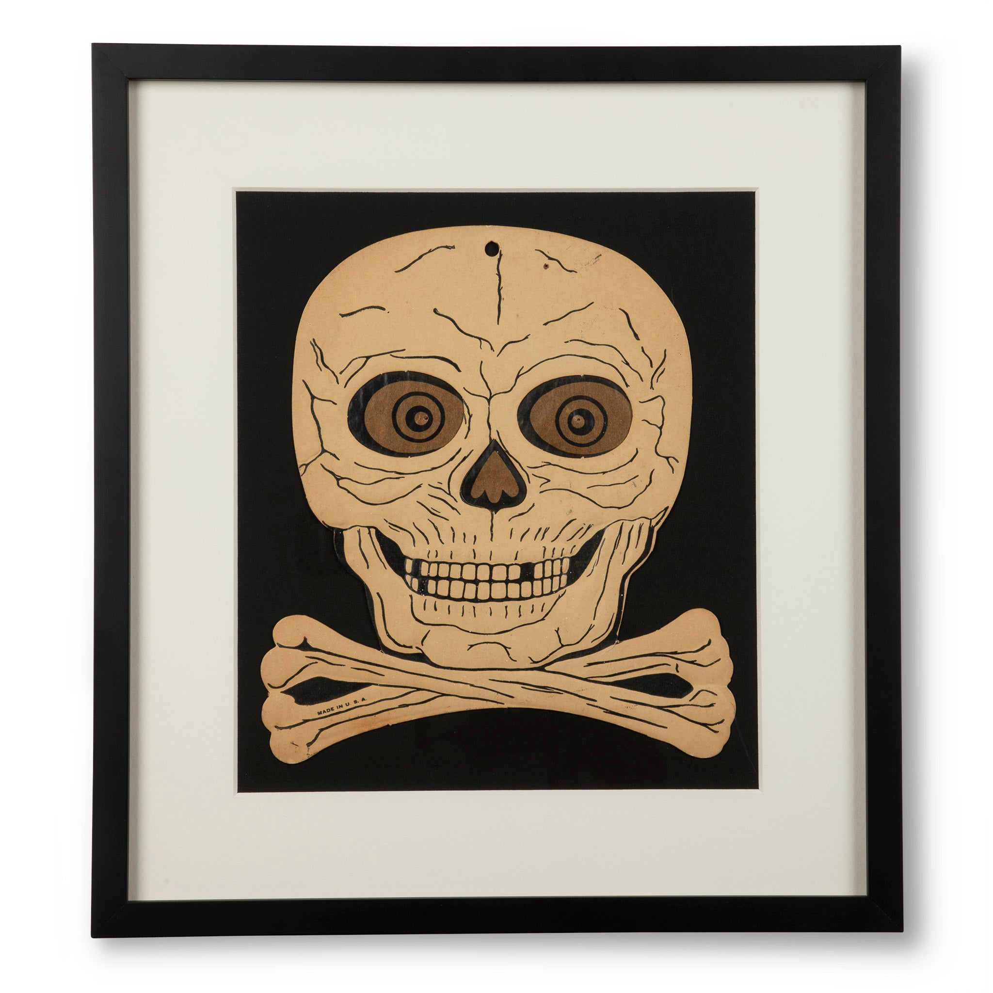 Framed Vintage Skull and Crossbones Decoration