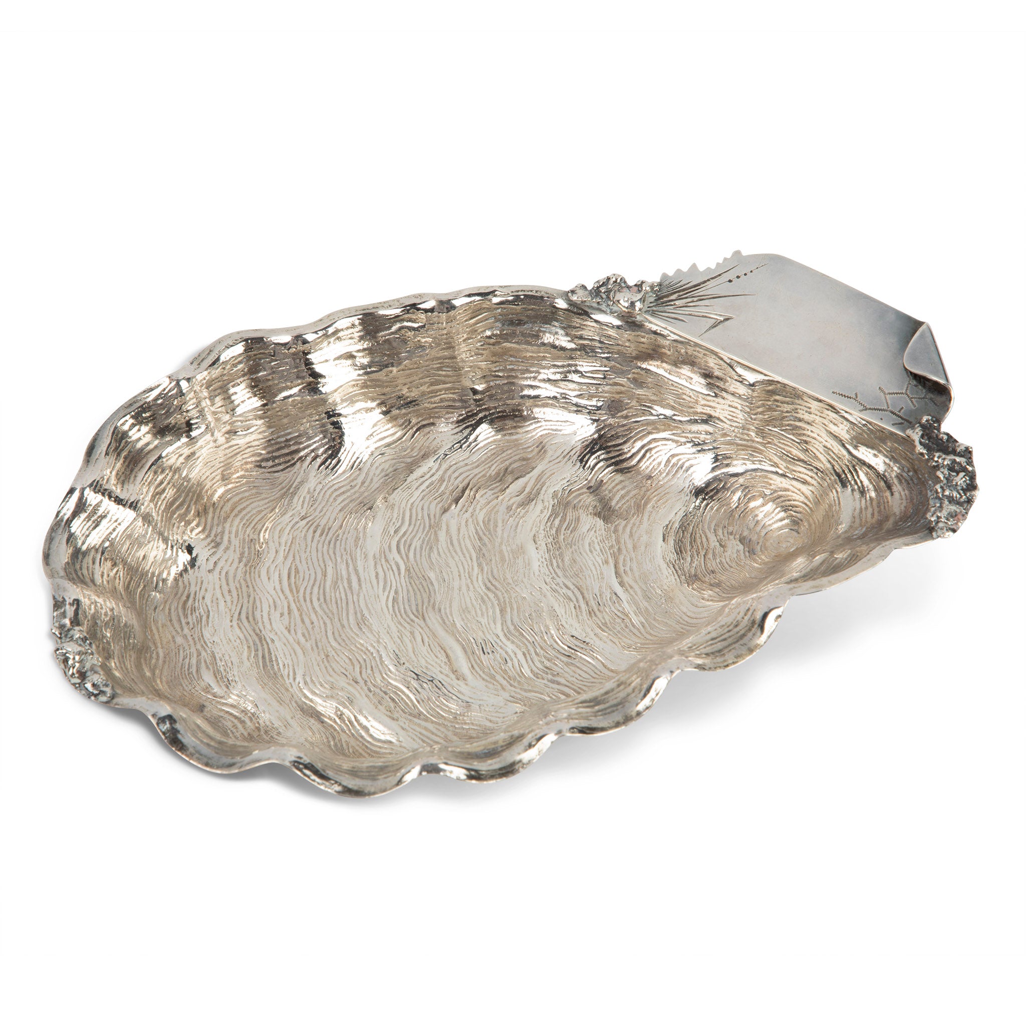 Antique Wood & Hughes Sterling Silver Oyster Shell Dish