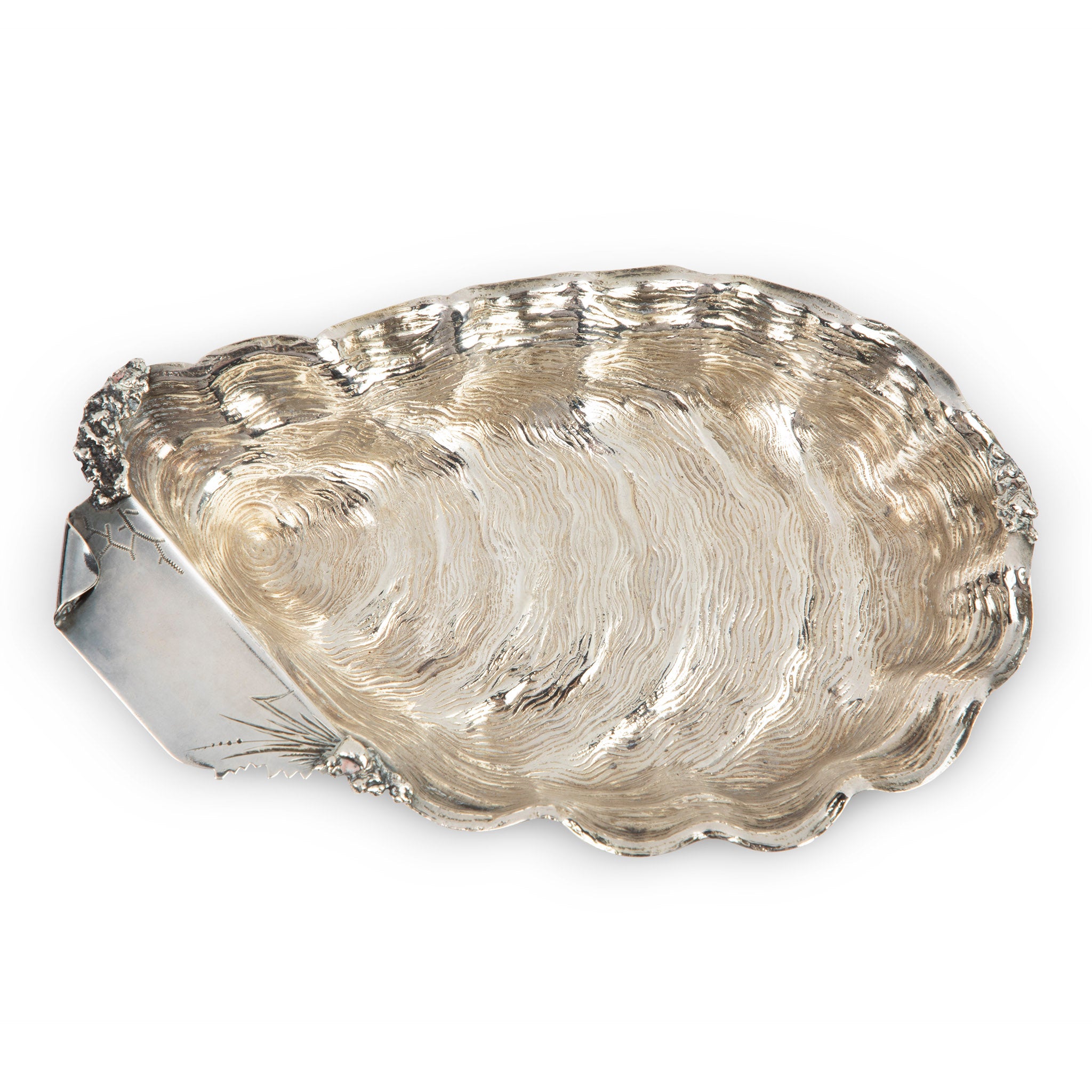 Antique Wood & Hughes Sterling Silver Oyster Shell Dish