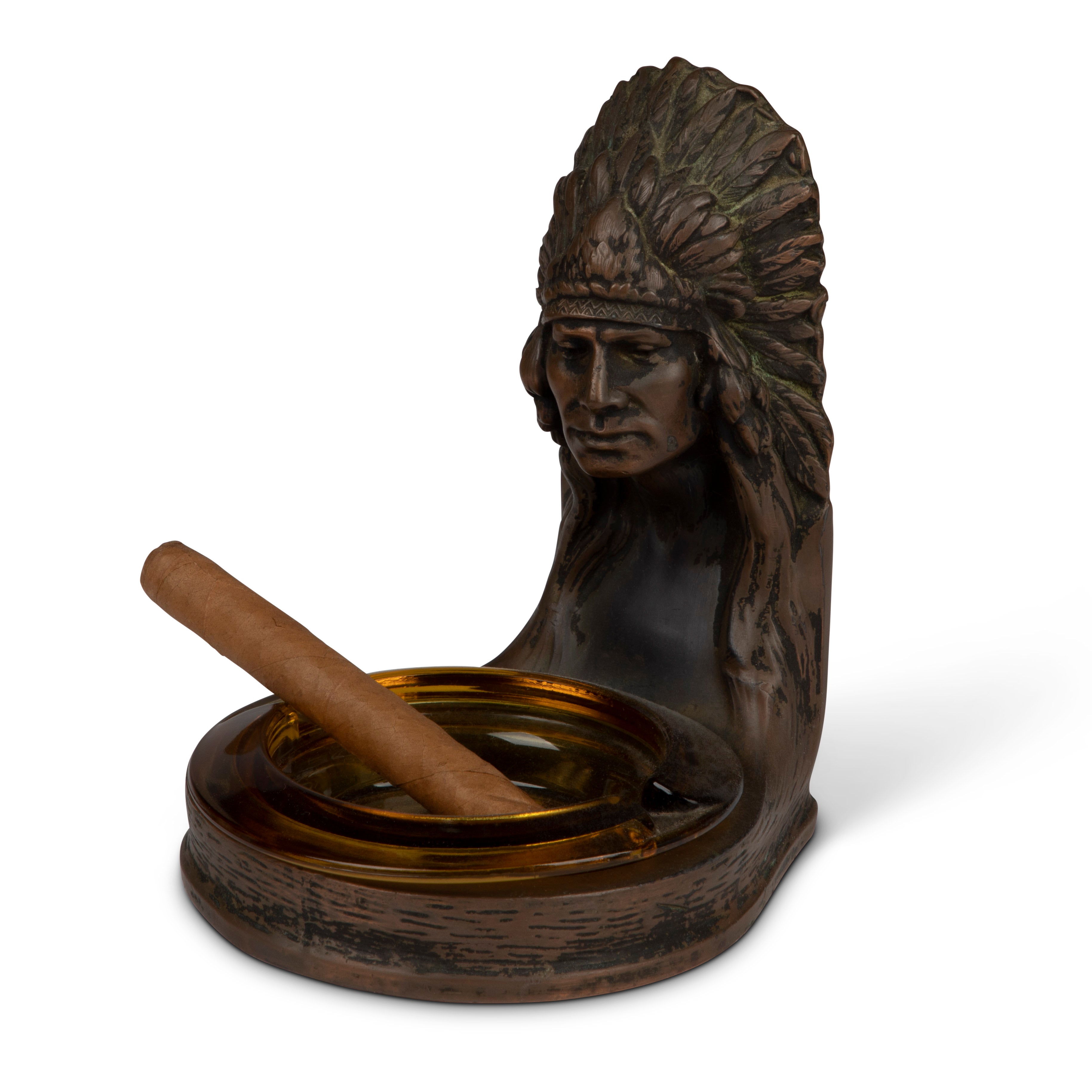 Native American Indian Chief Figural Ashtray