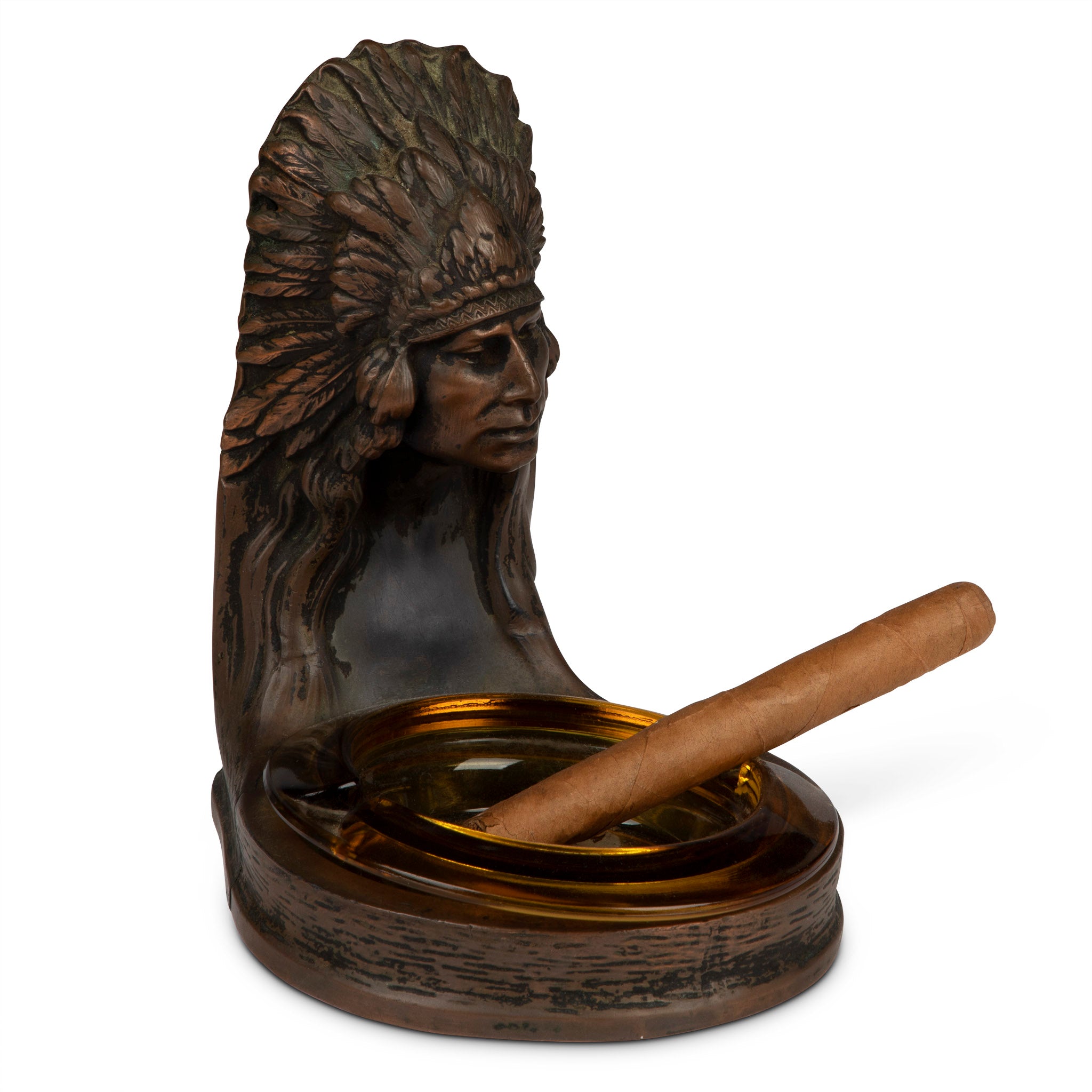 Native American Indian Chief Figural Ashtray