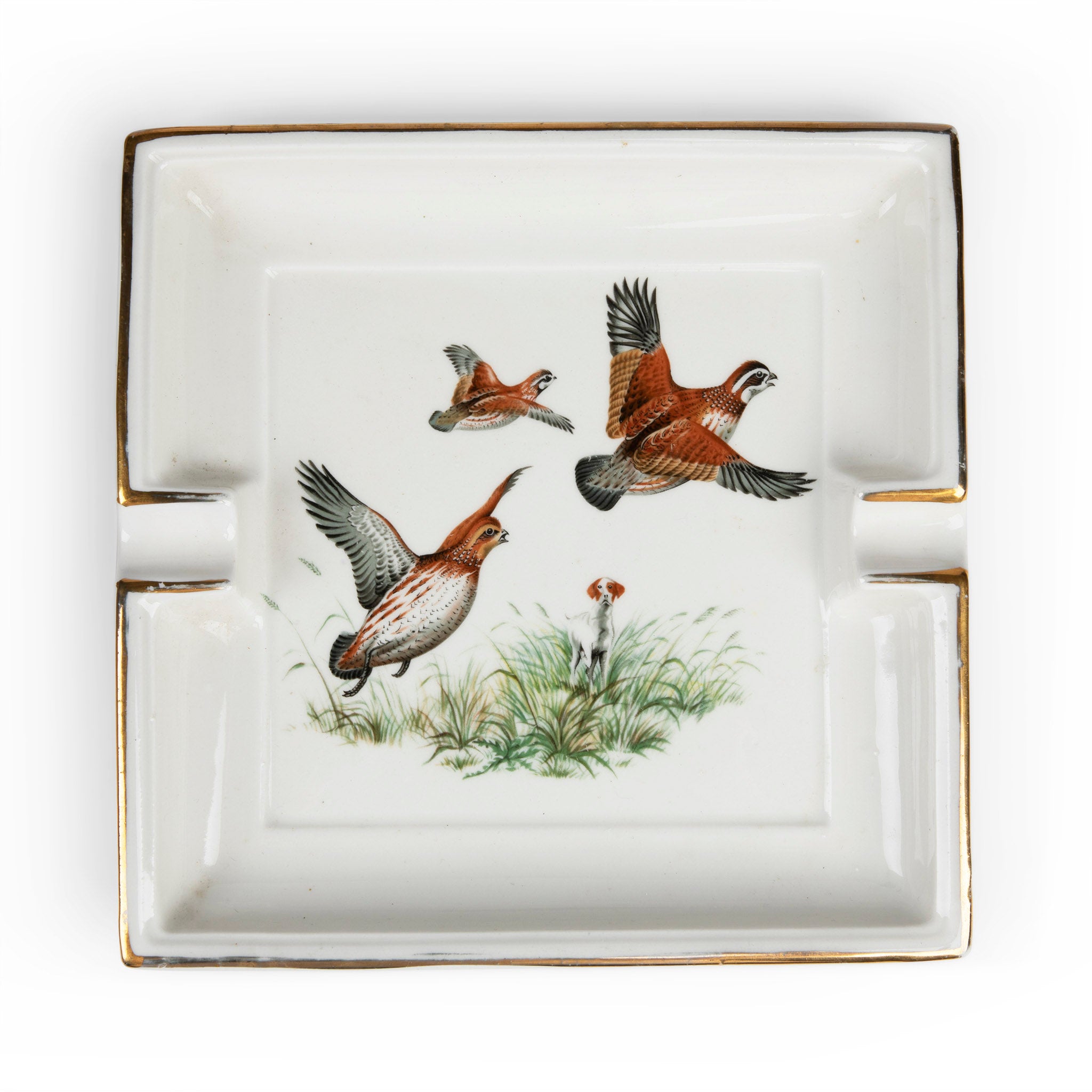 Vintage Quail Scene Painted Ashtray