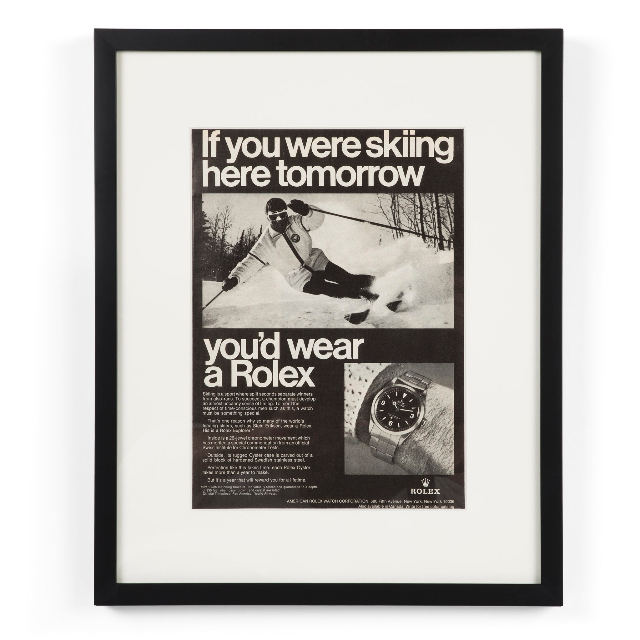 Vintage Rolex Explorer Skiing Advertisement