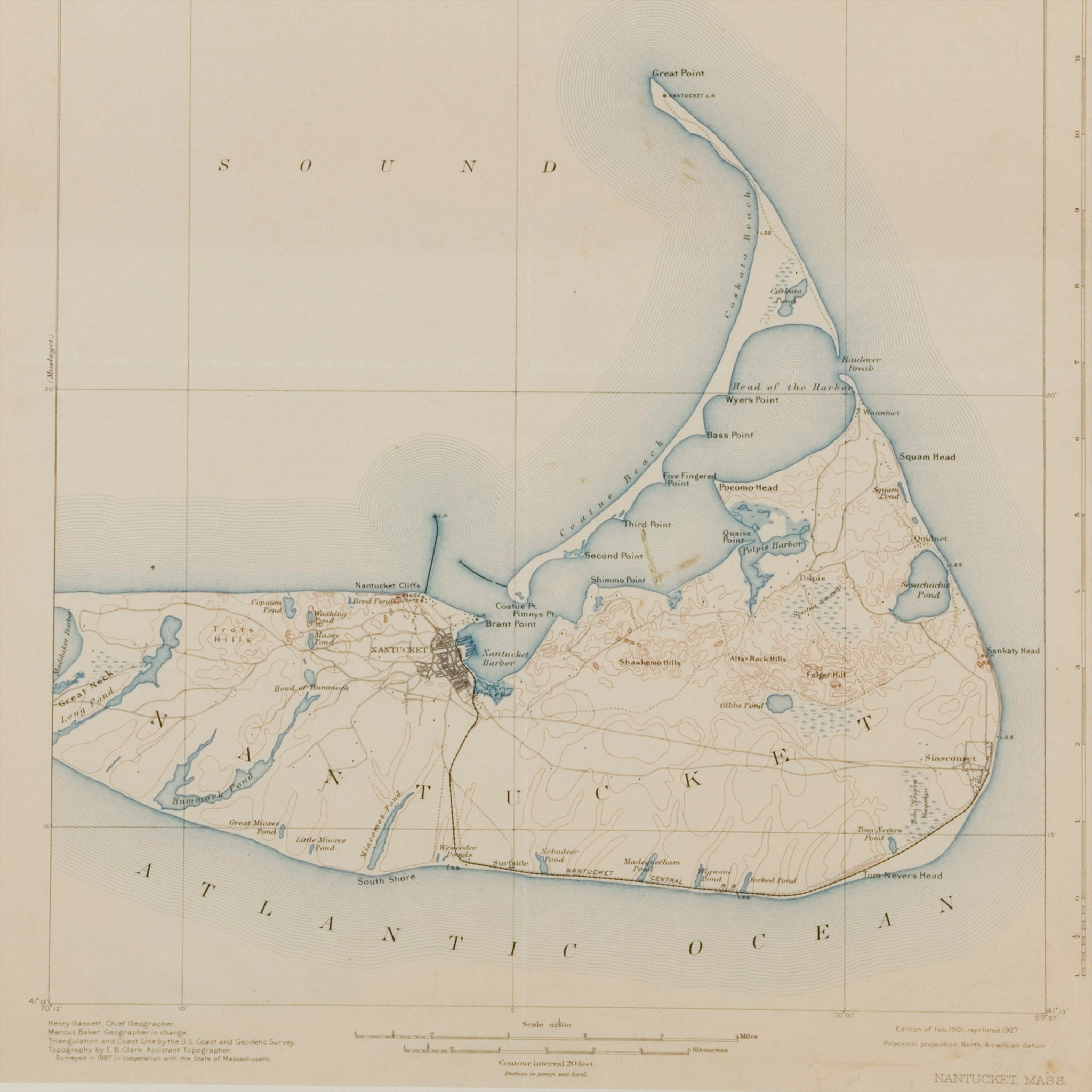 Vintage Nantucket Sound Nautical Chart