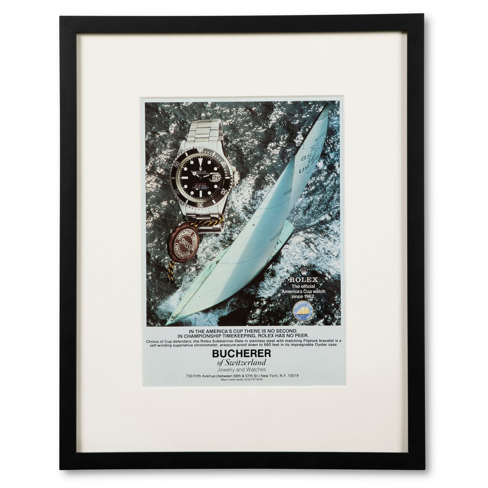 Framed Rolex Red Submariner America's Cup Ad