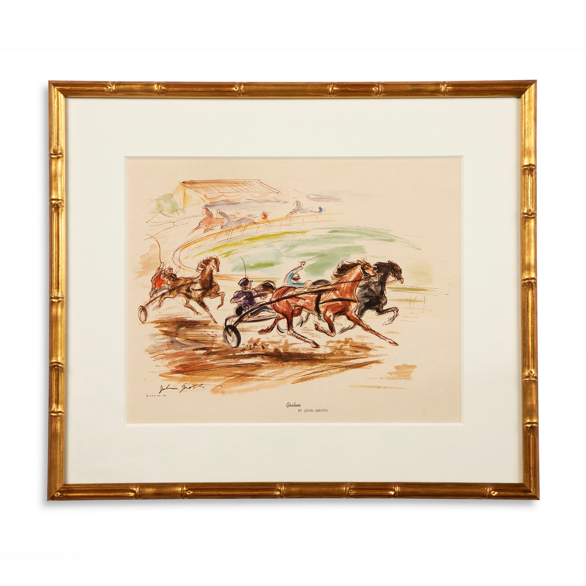 Framed "Goshen" Equestrian Lithograph, John Groth