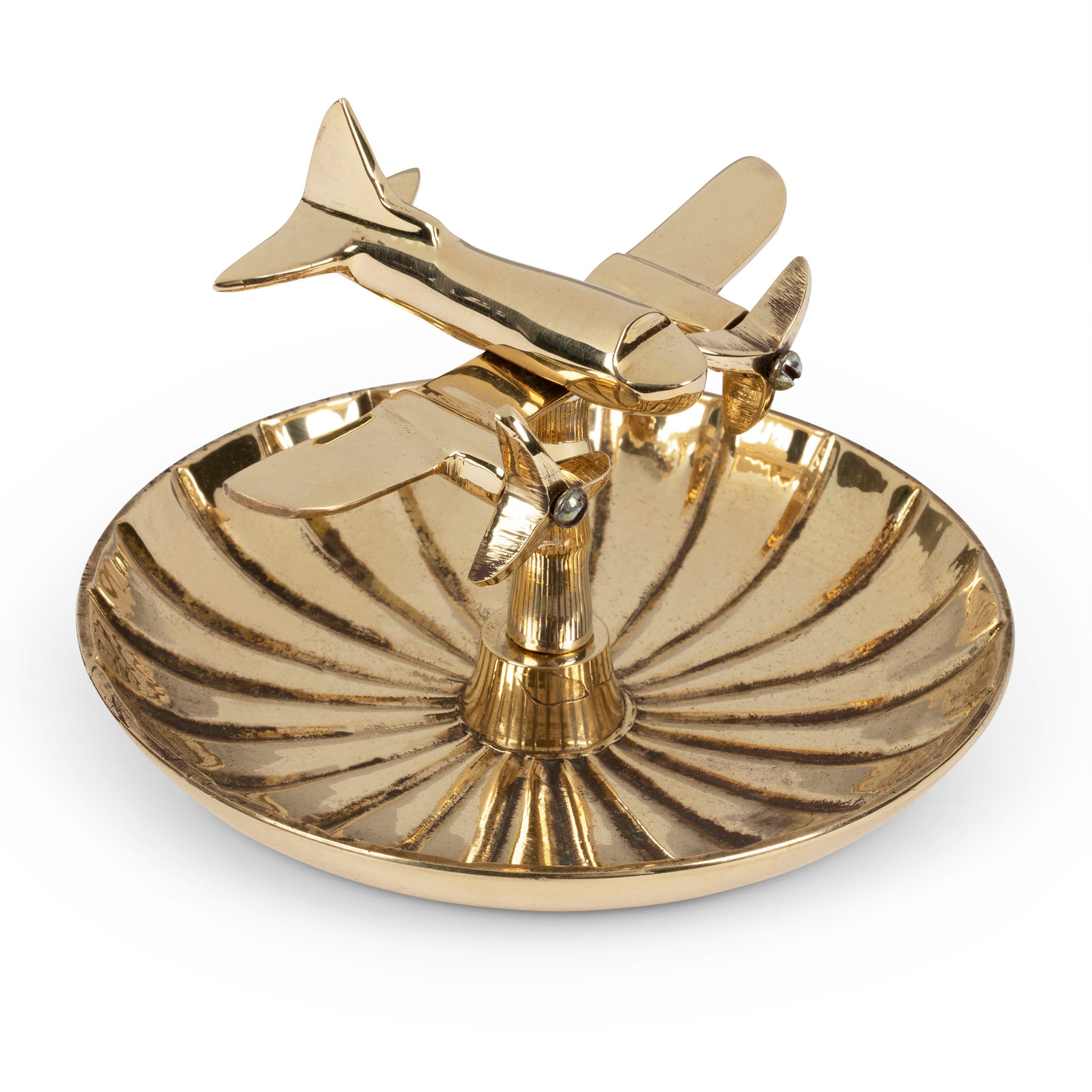 Vintage Brass Airplane Ashtray