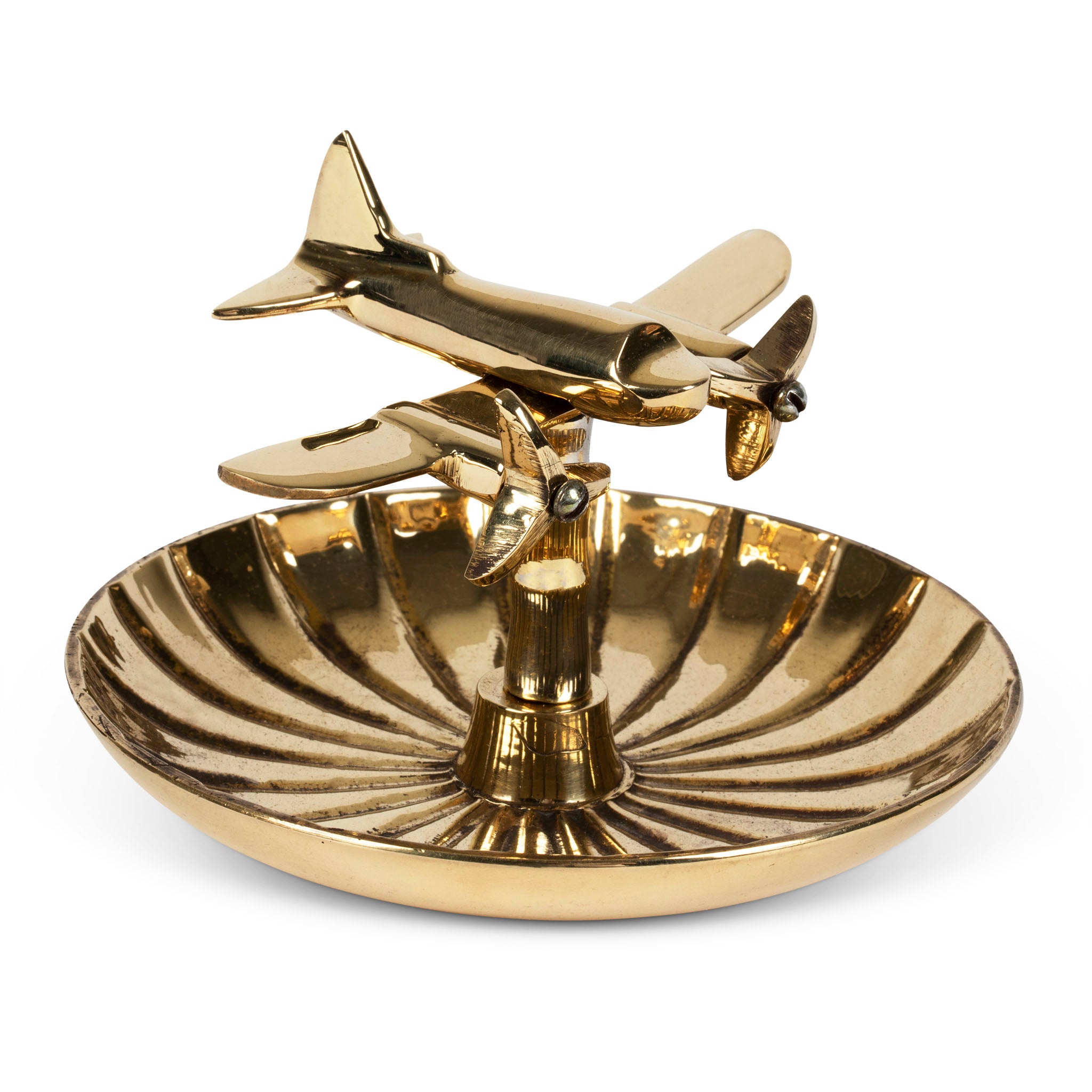 Vintage Brass Airplane Ashtray