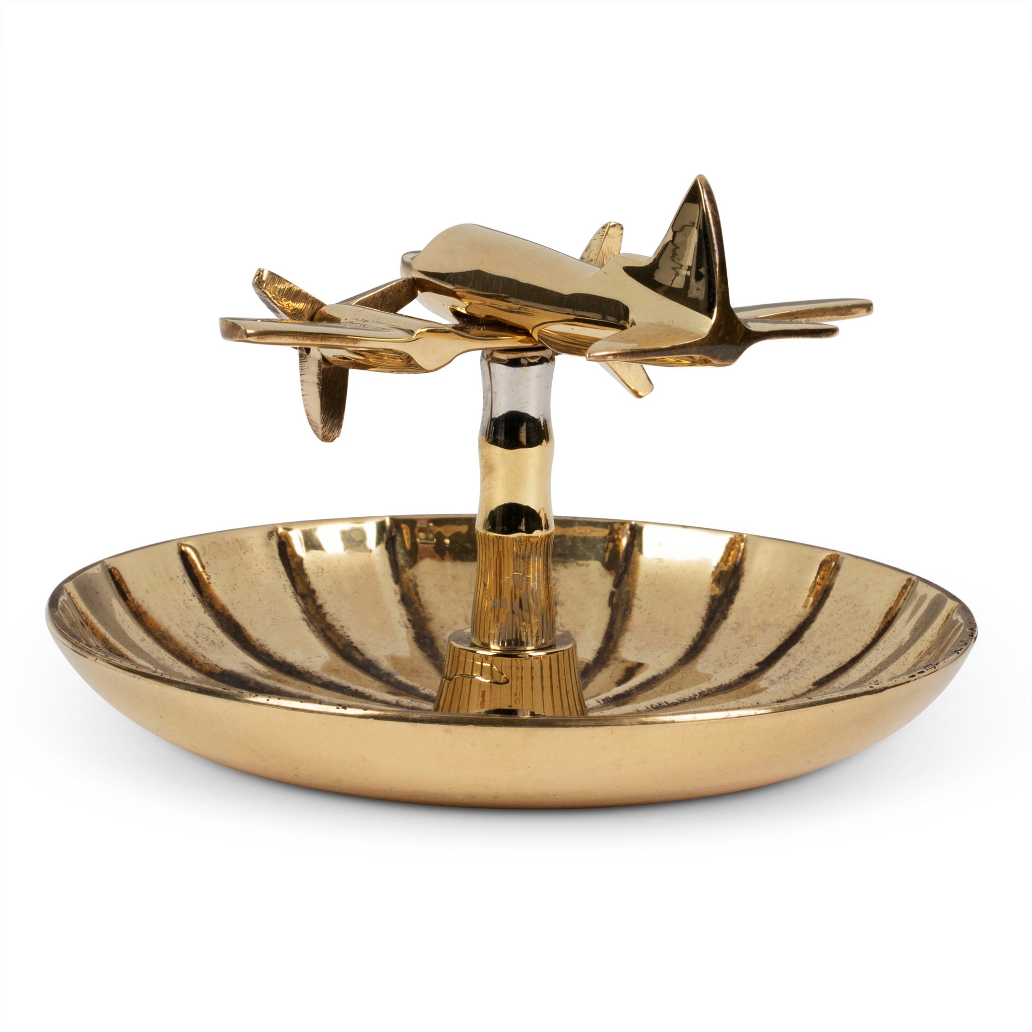 Vintage Brass Airplane Ashtray