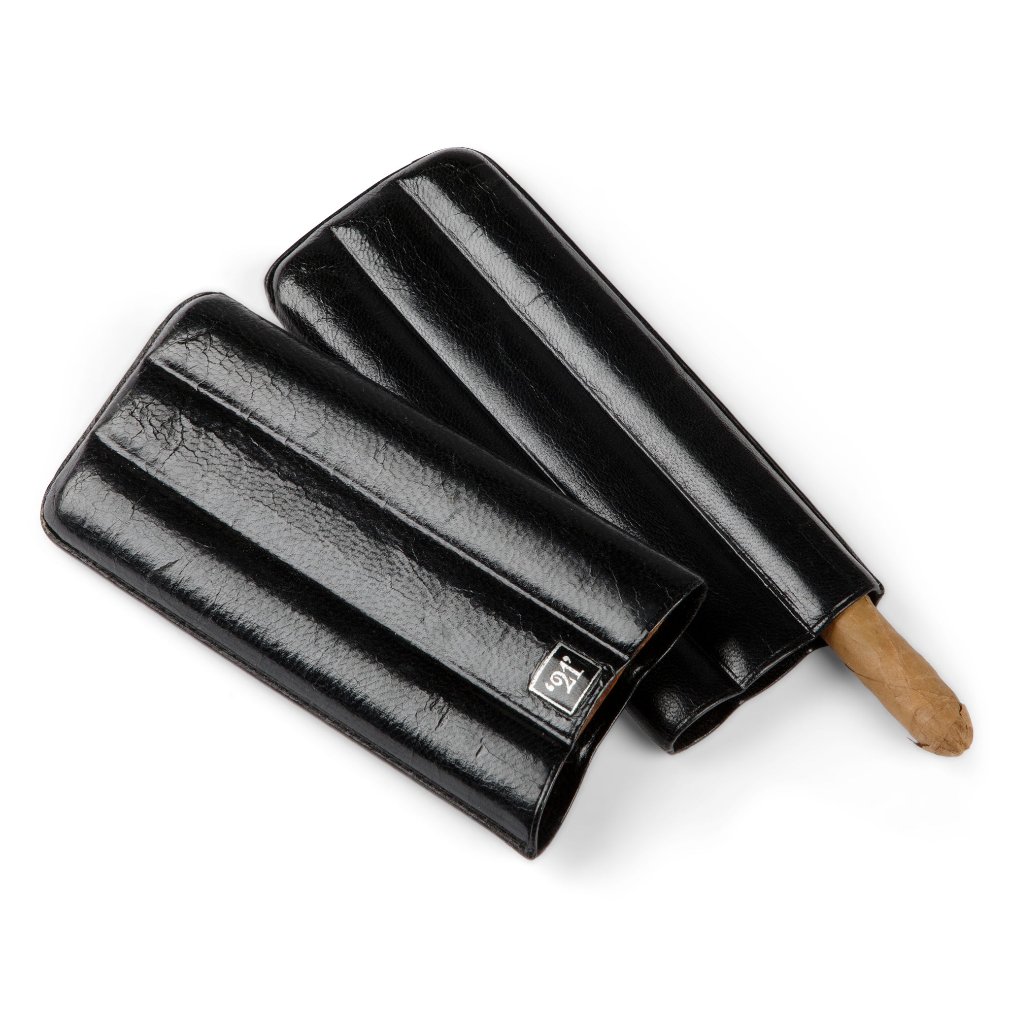 '21' Club New York Black Leather Cigar Case