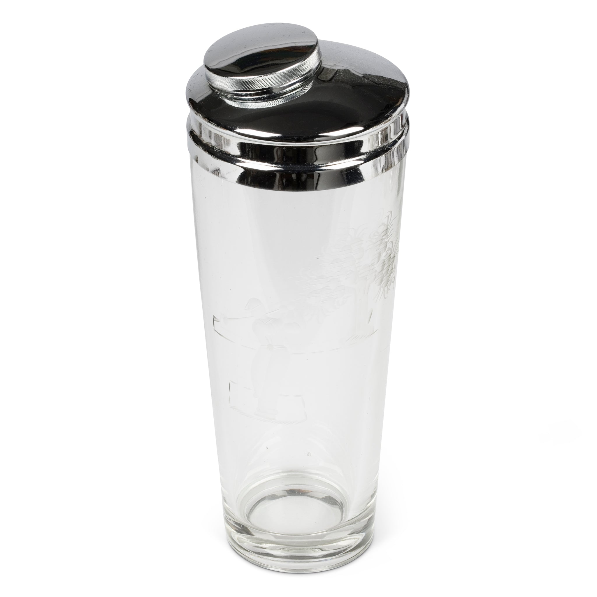 Art Deco Chrome & Glass Golfer Cocktail Shaker