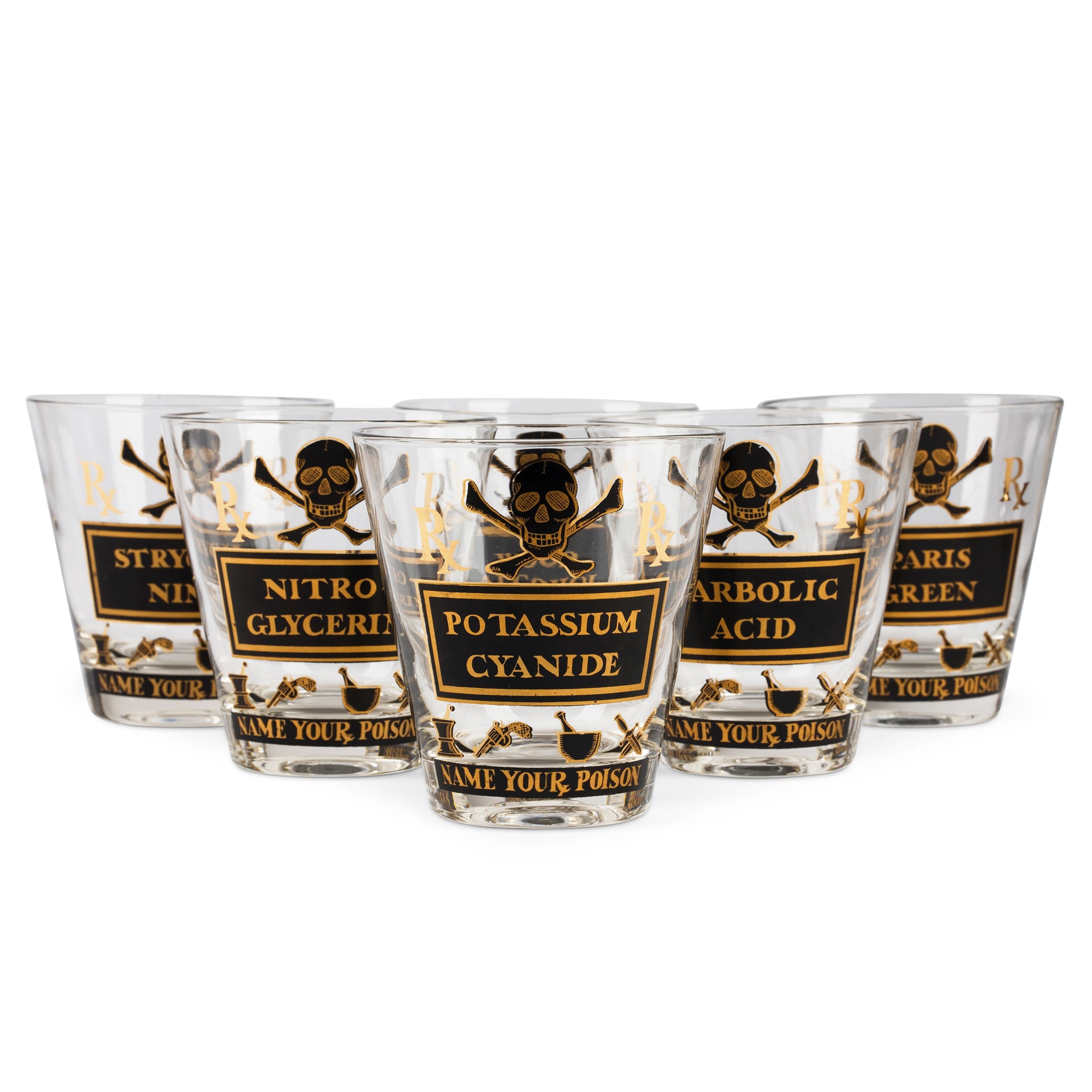 Georges Briard "Name Your Poison" Double Old Fashioned Glass Set