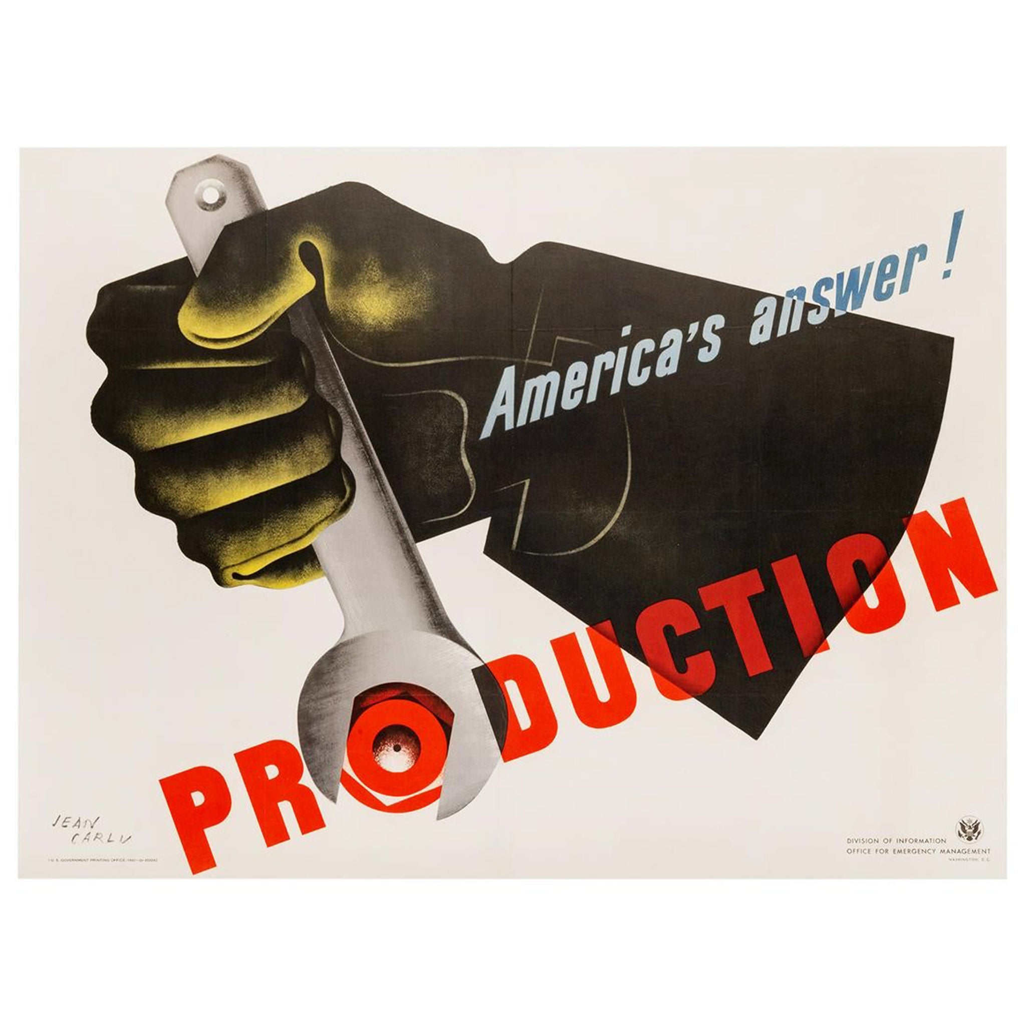 America’s Answer! Production by Jean Carlu WWII Original Poster