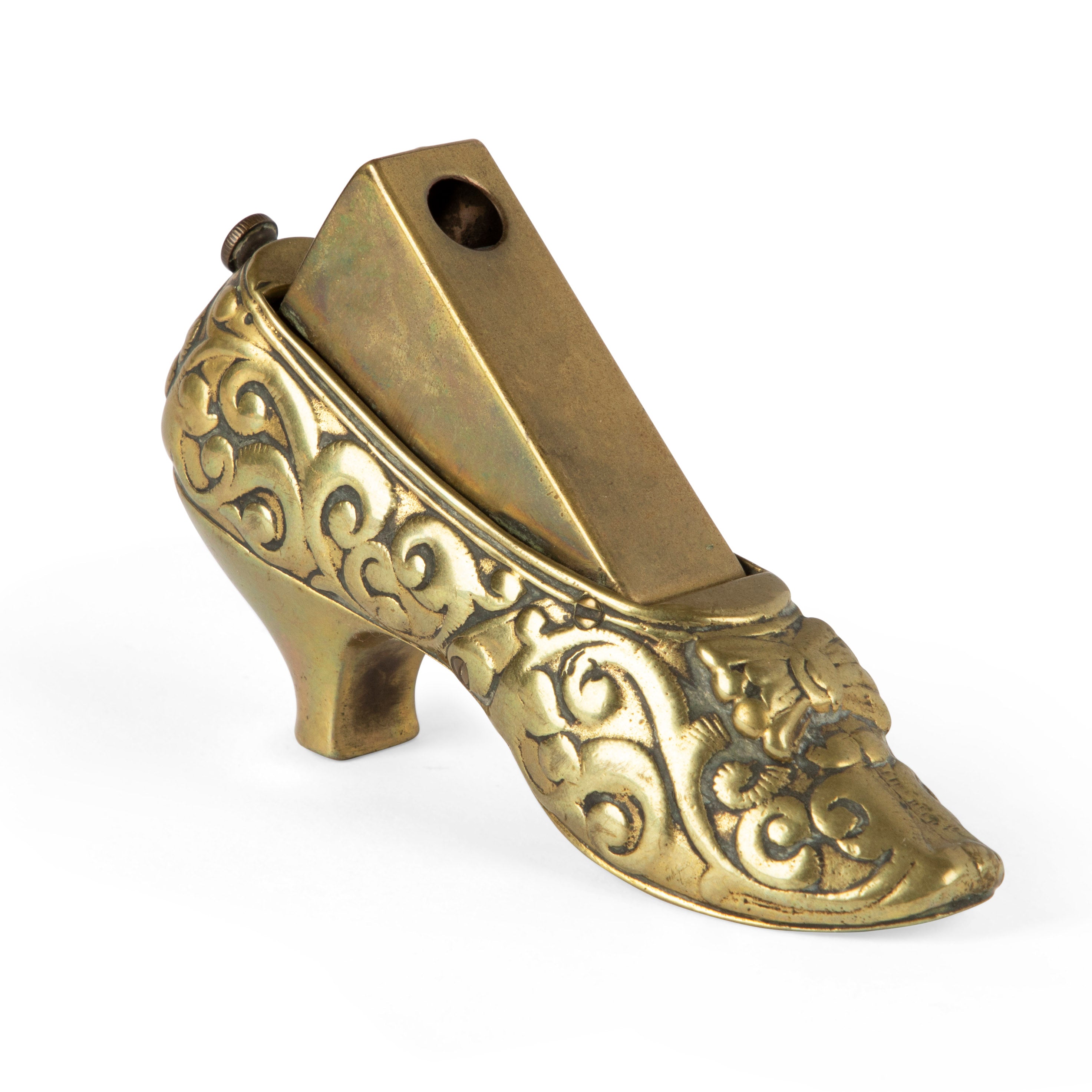Antique Brass Shoe Cigar Cutter front