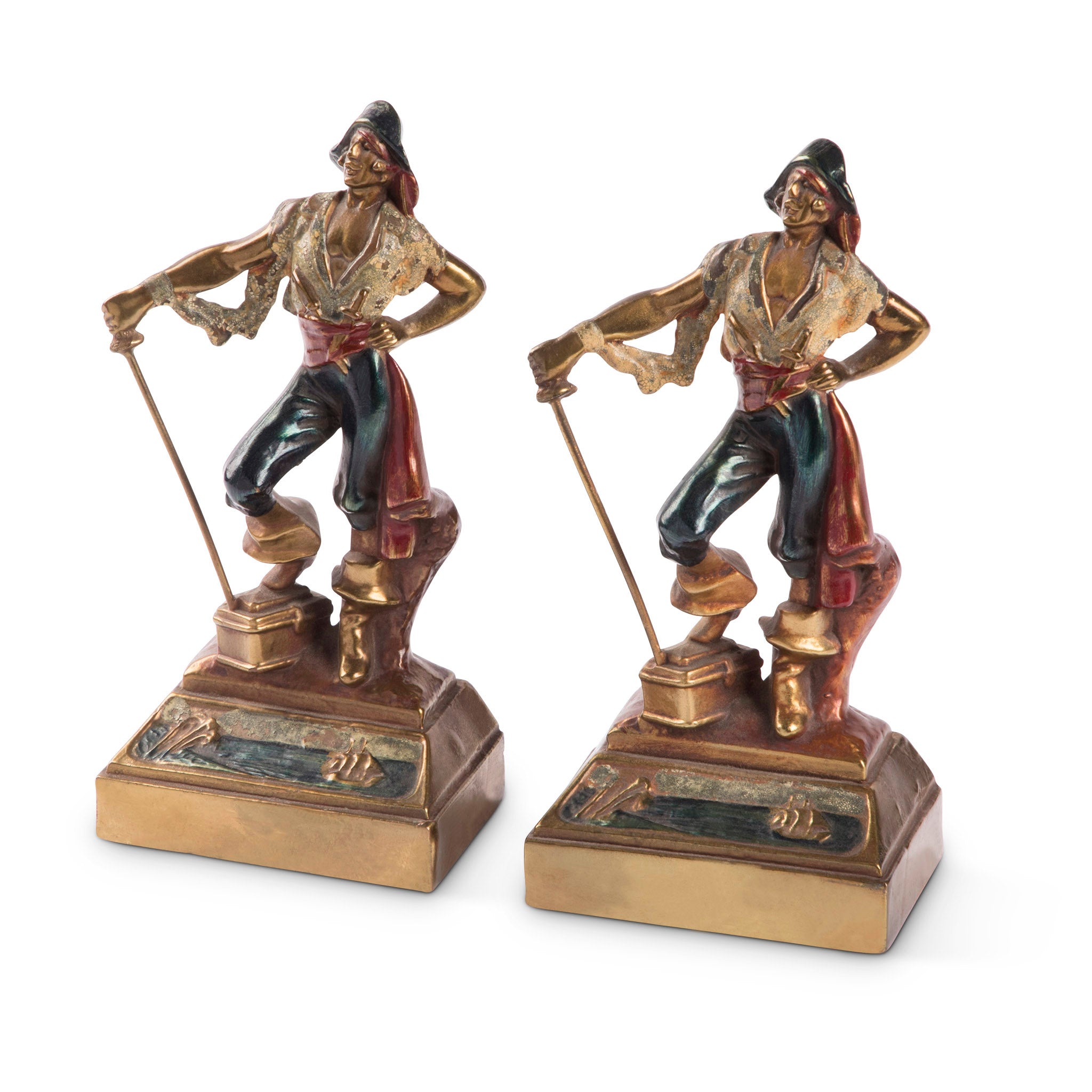 Armor Bronze Swashbuckler Pirate Bookends