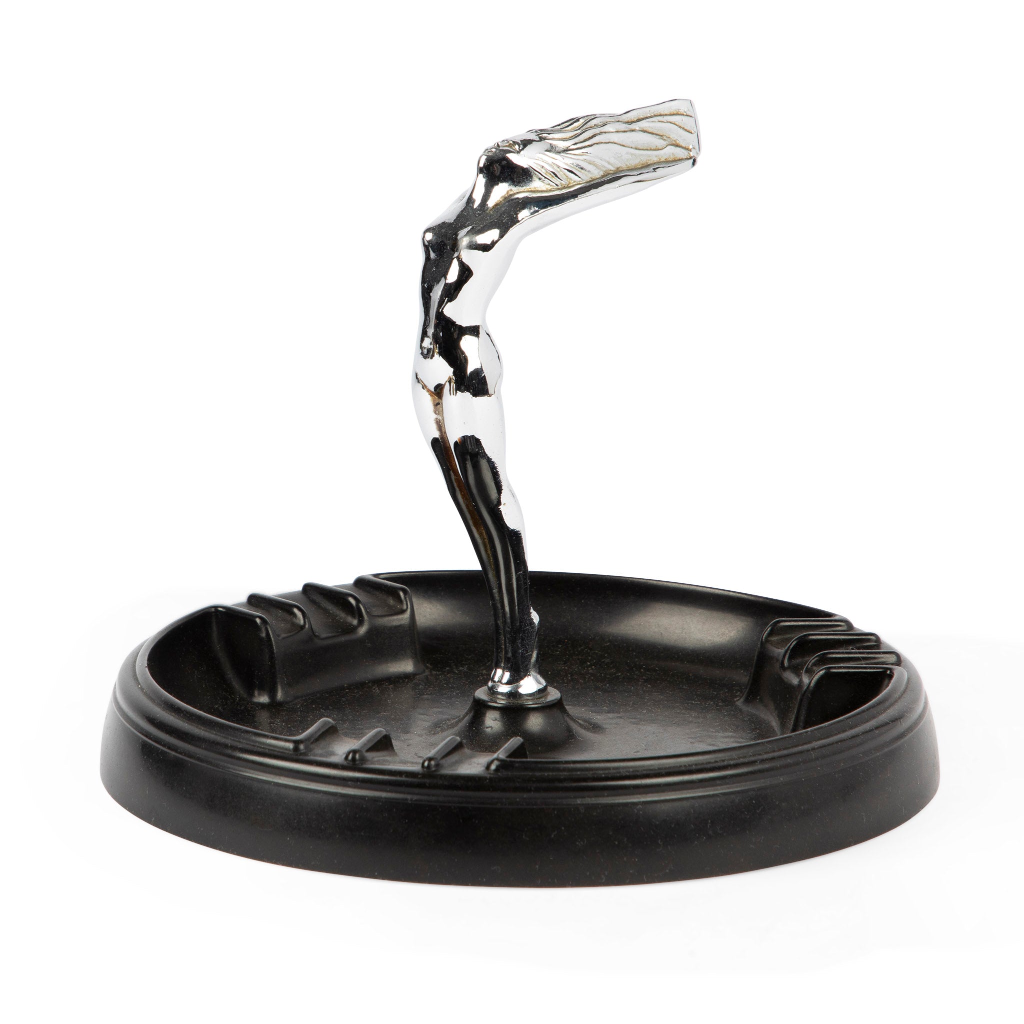 Art Deco Flying Goddess Hood Ornament Ashtray