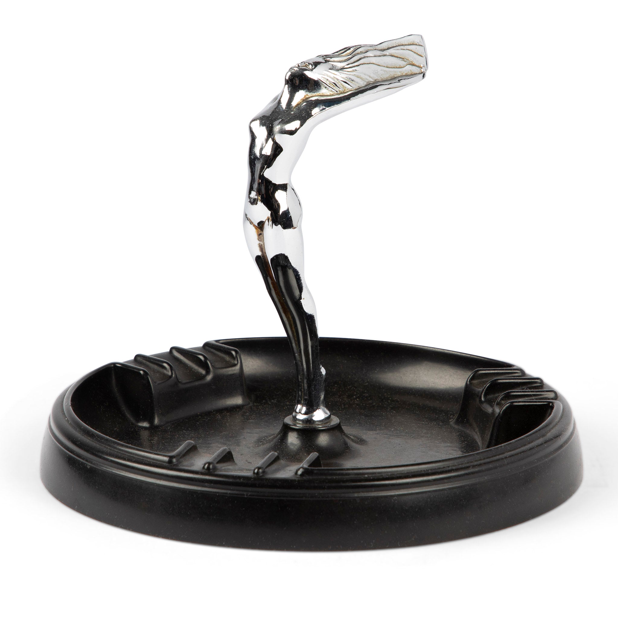 Art Deco Flying Goddess Hood Ornament Ashtray