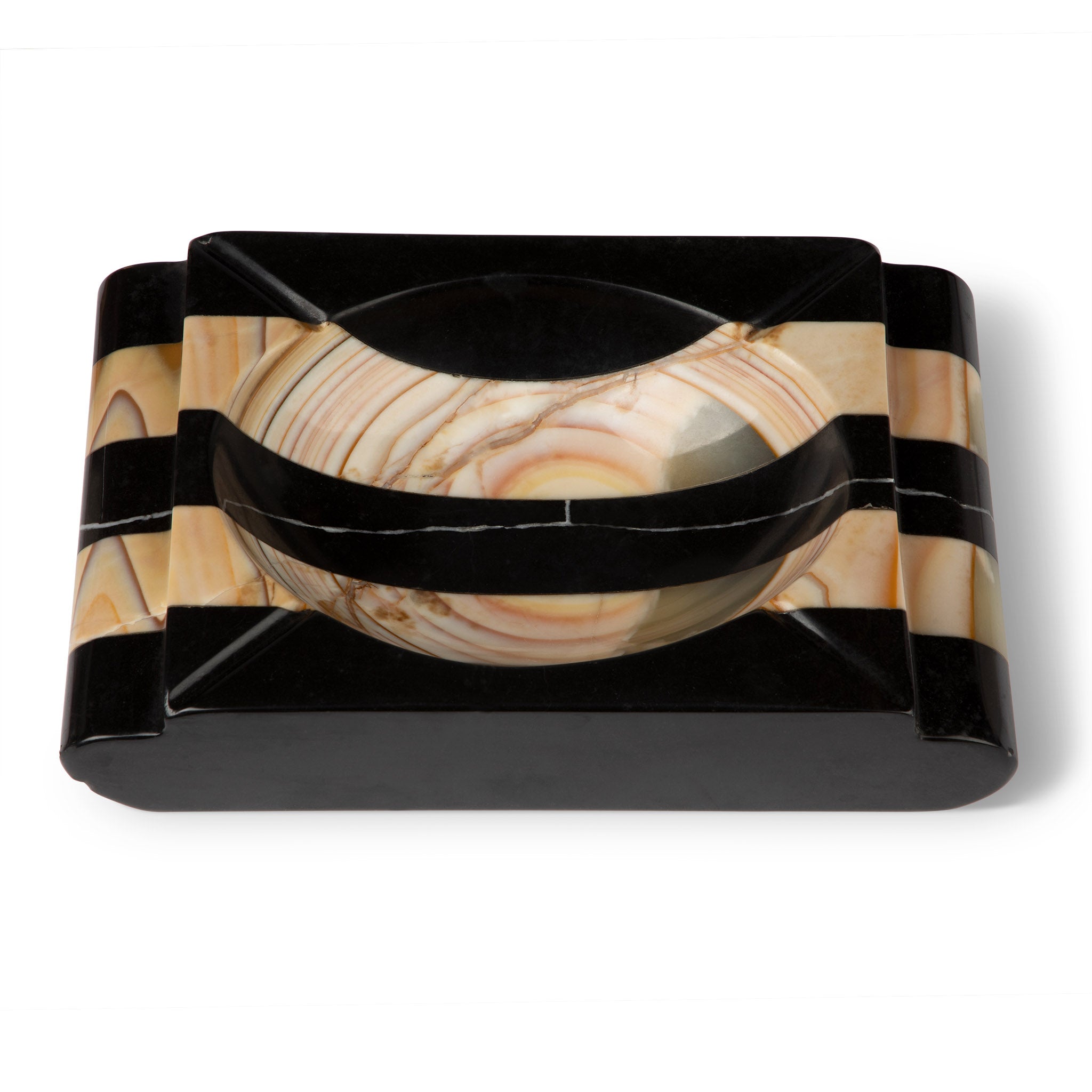 Art Deco Striped Marble Cigar Ashtray