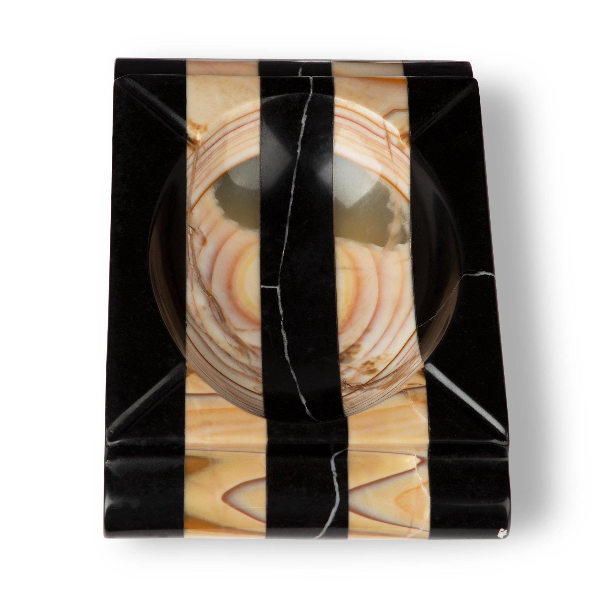 Art Deco Striped Marble Cigar Ashtray