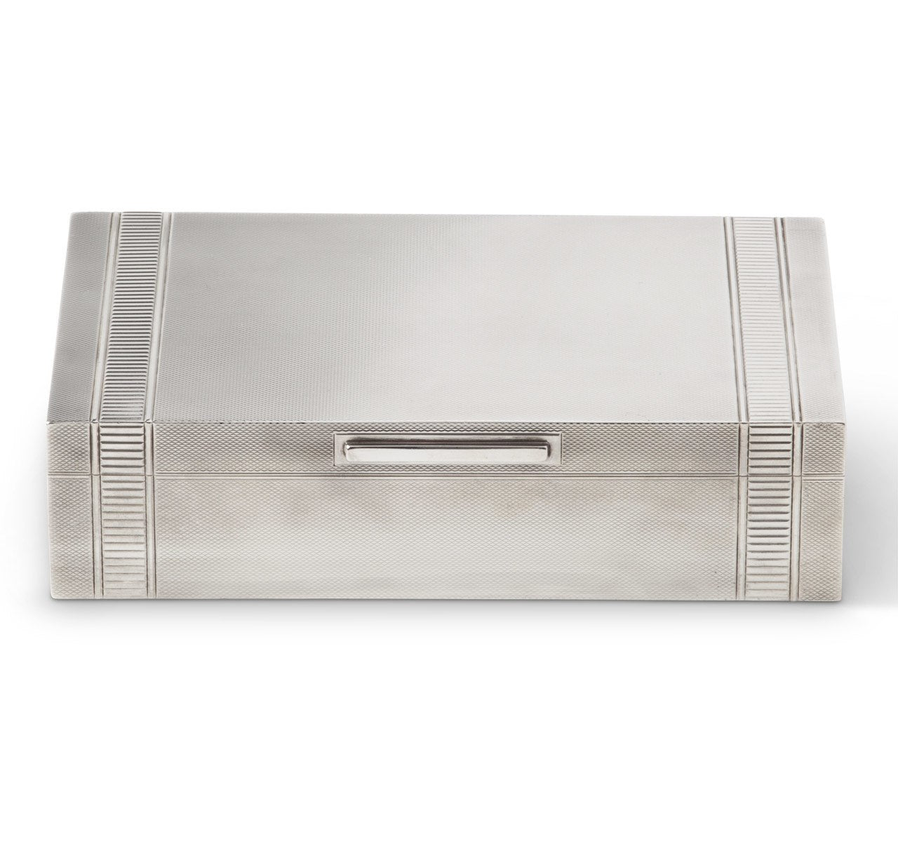 Art Deco Sterling Silver Engine-Turned Cigarette Box