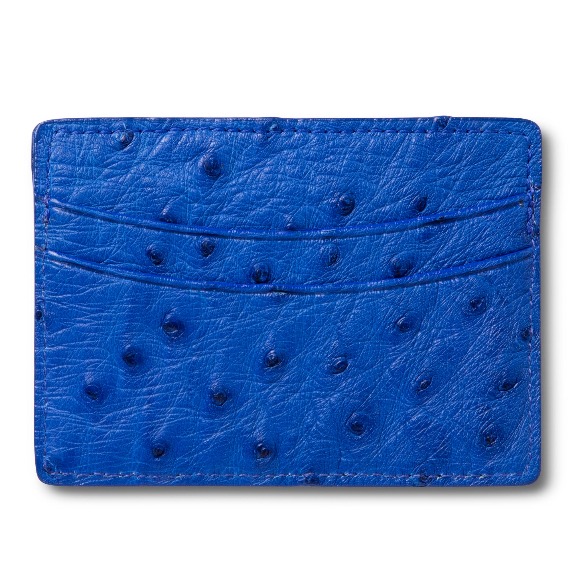 Blue Ostrich Slim Card Holder Wallet