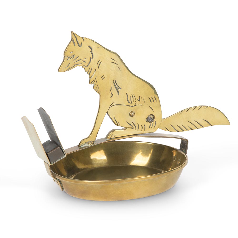 Art Deco Brass Fox Cigar Cutter & Ashtray