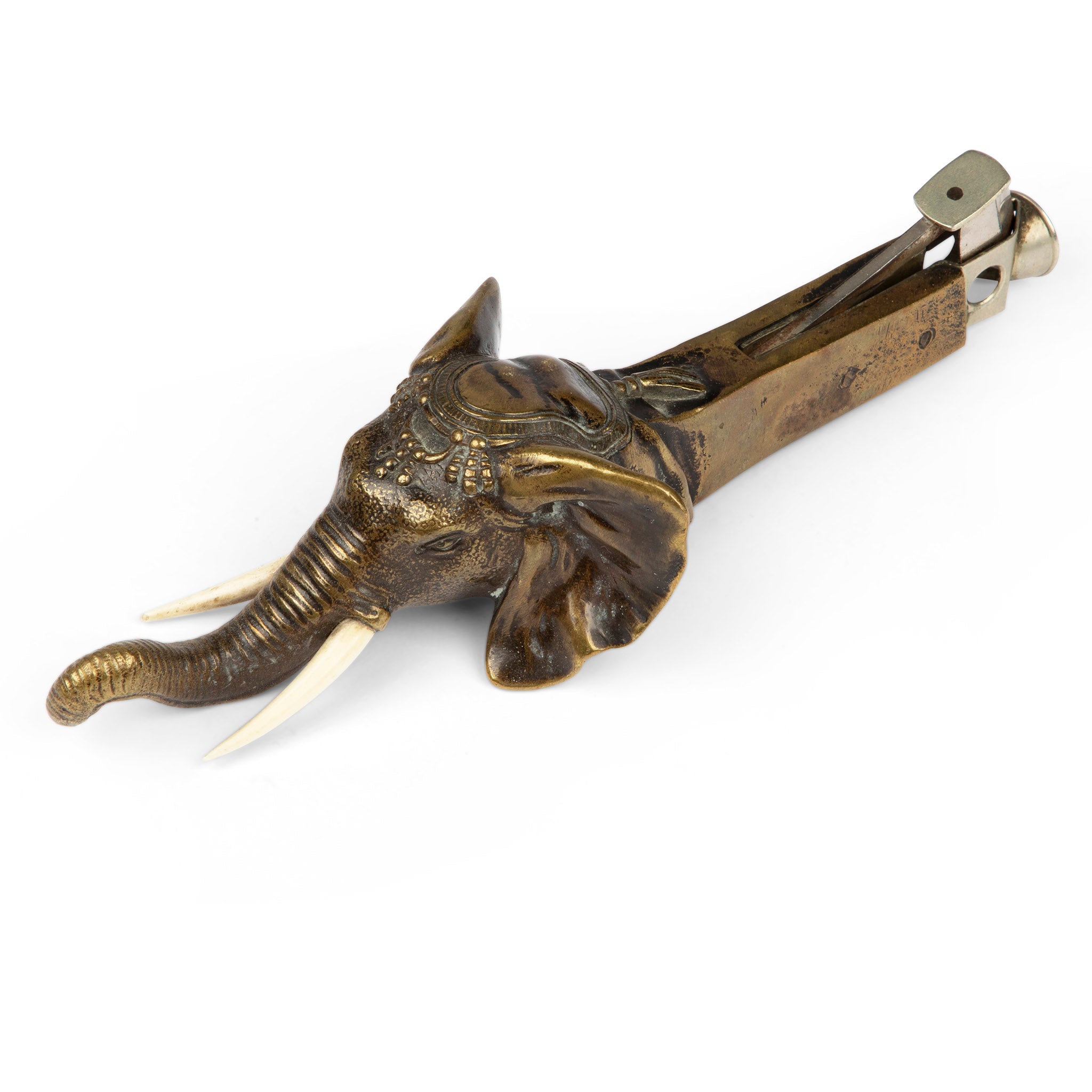 Antique Bronze Elephant's Head Cigar Cutter
