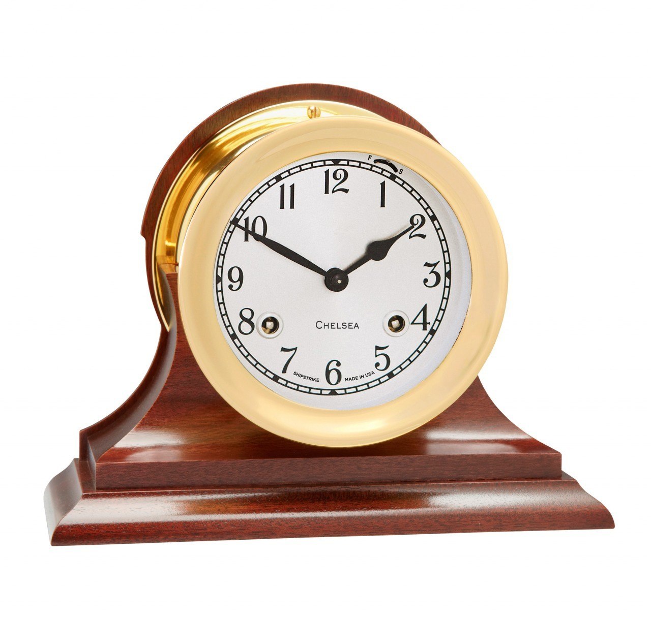 Chelsea Clock 4 1/2" Shipstrike Clock in Brass on Traditional Base
