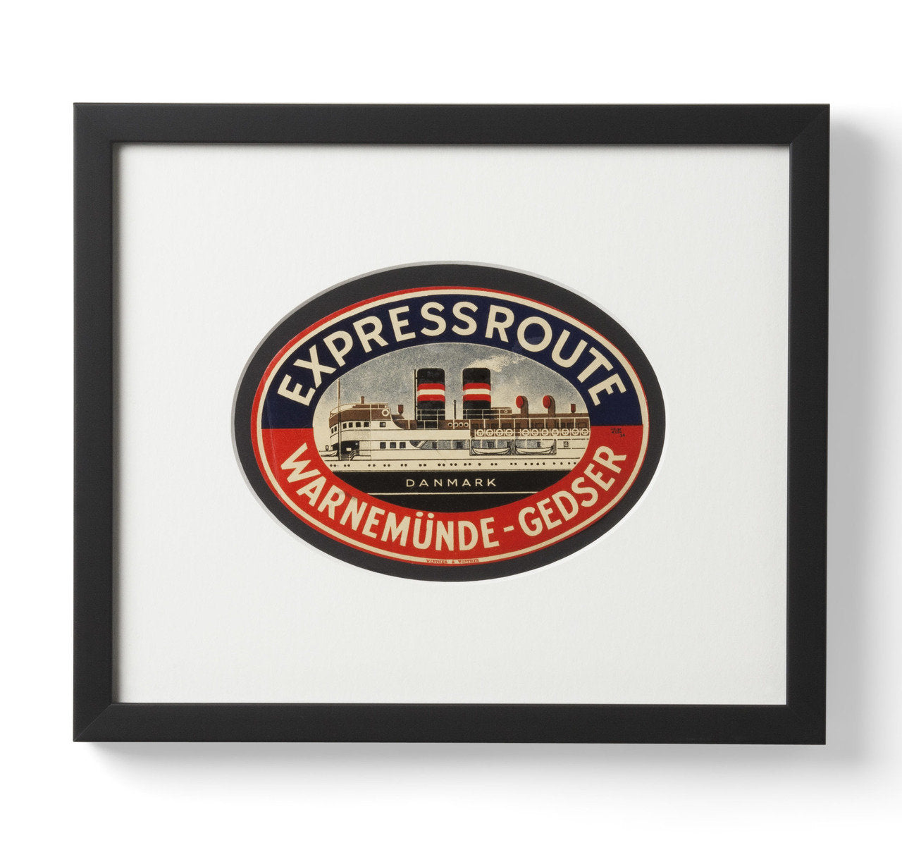 Danmark Steamship Expressroute Warnemunde-Gedser Luggage Label