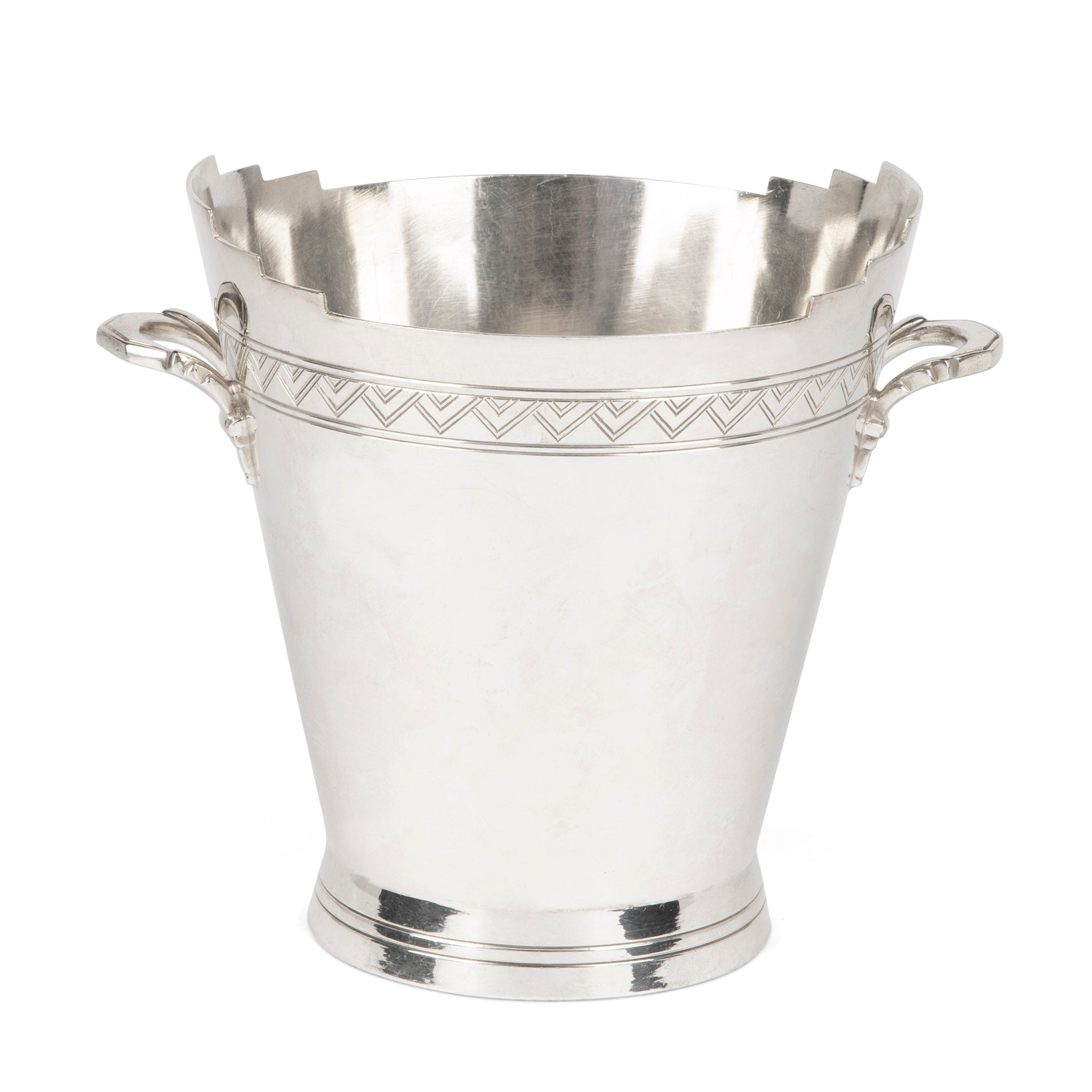 English Art Deco Silver-Plated Ice Bucket by Keith Murray