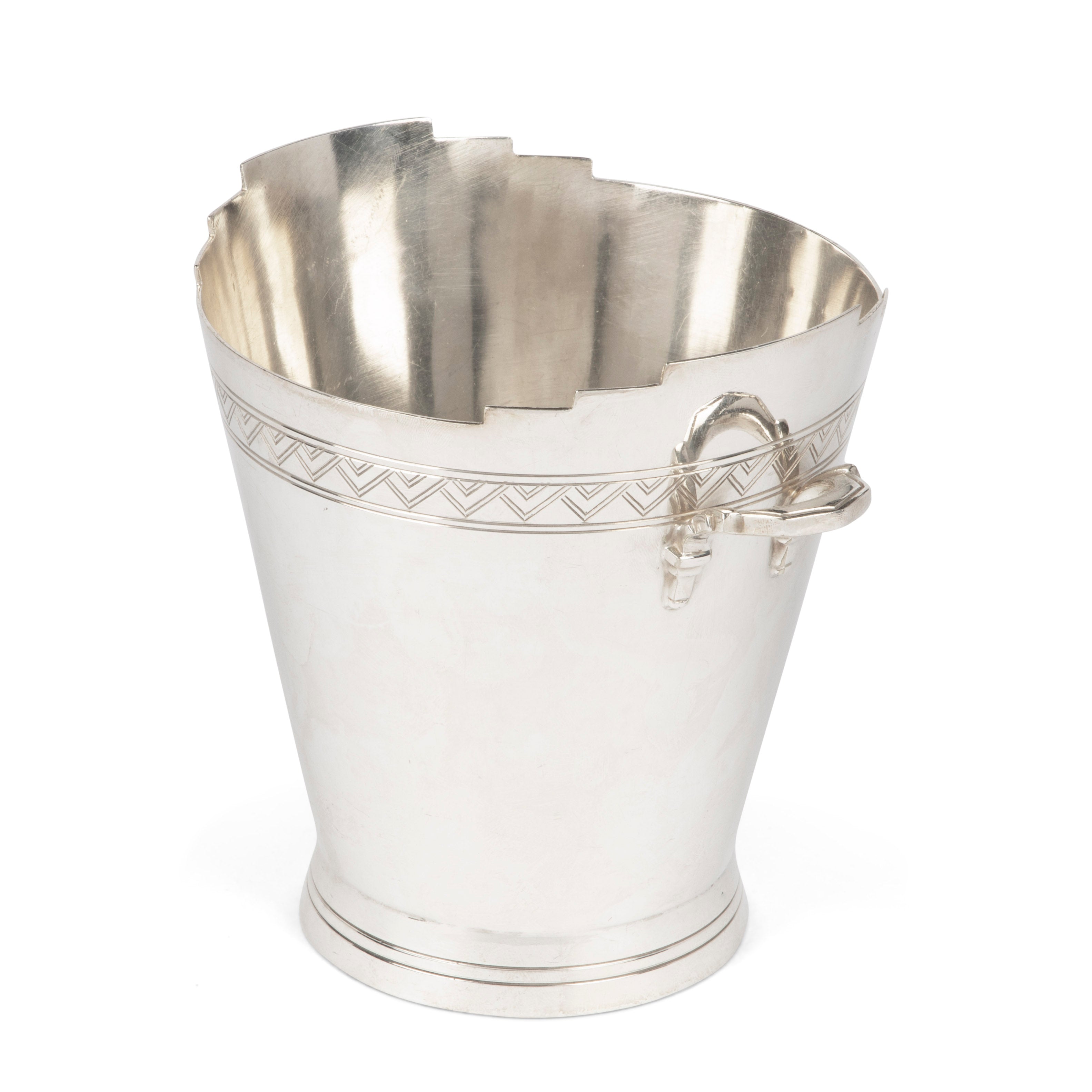 English Art Deco Silver-Plated Ice Bucket by Keith Murray