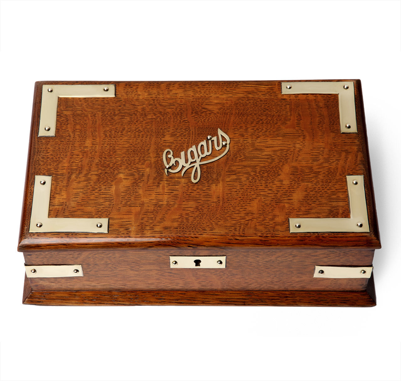 English Oak Campaign Desktop Cigar Humidor