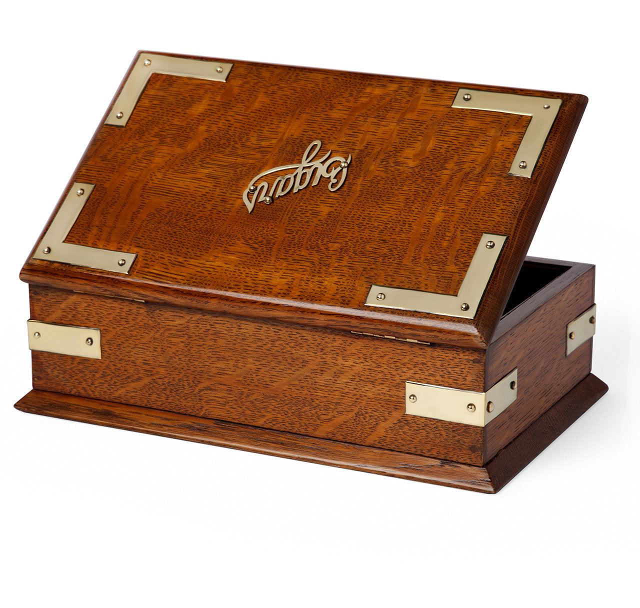 English Oak Campaign Desktop Cigar Humidor