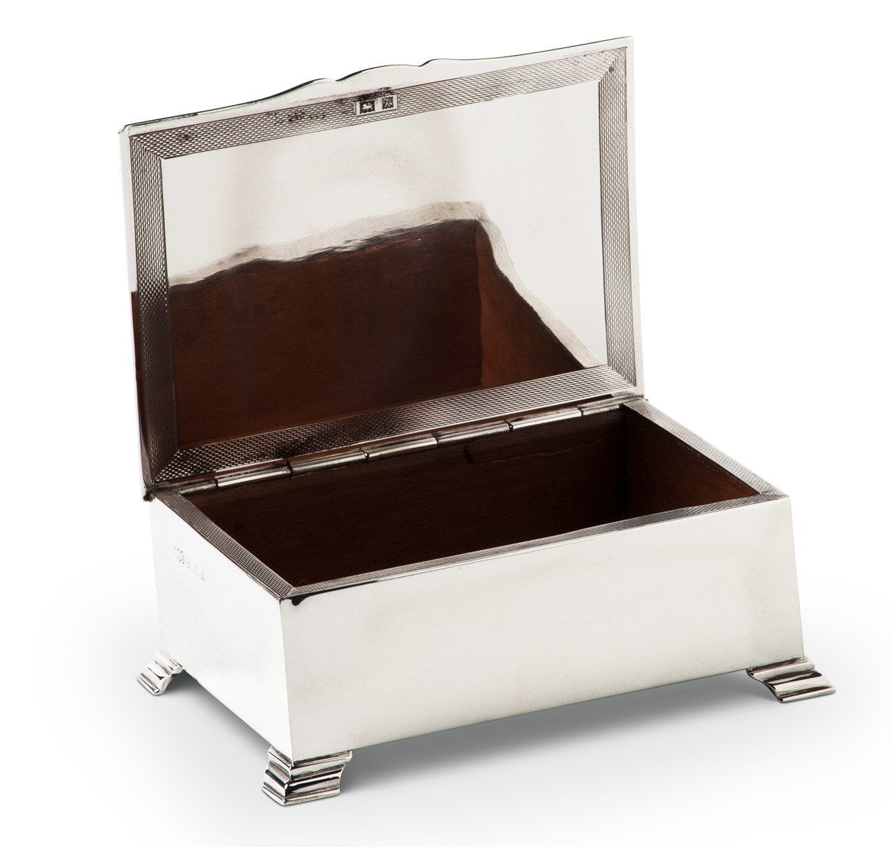 English Sterling Silver Engine-Turned Cigarette Box