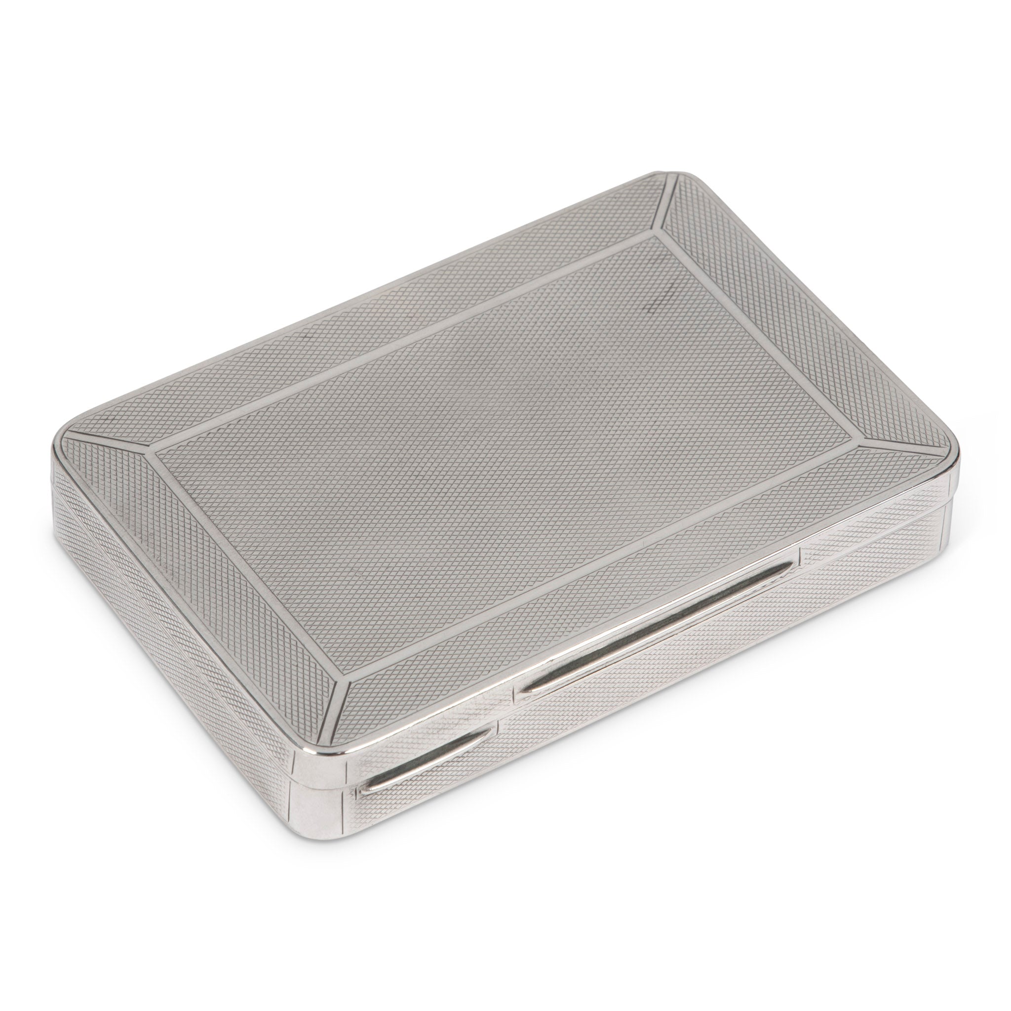 English Sterling Engine Turned Cigarette Case