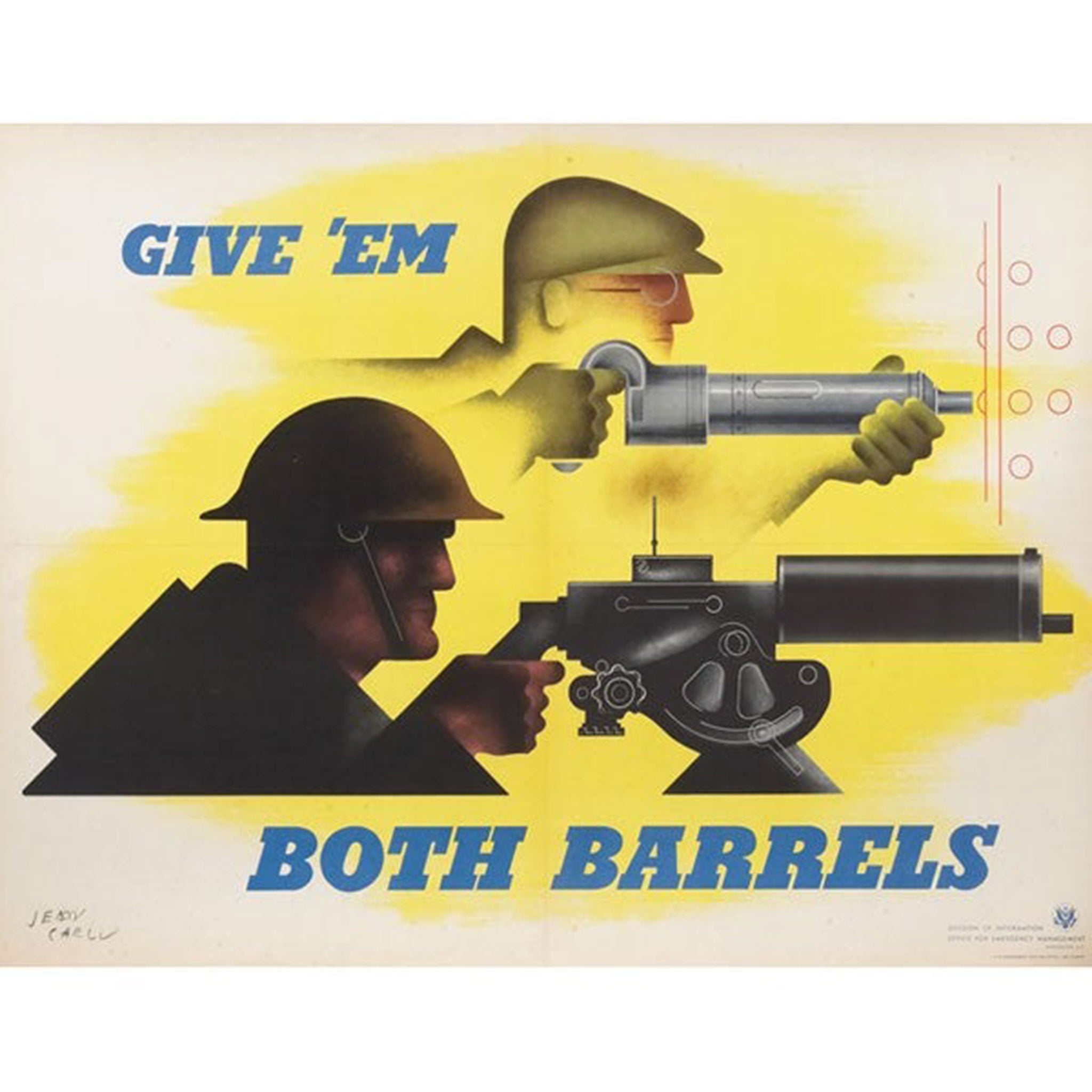 Give 'Em Both Barrels by Jean Carlu Original Poster