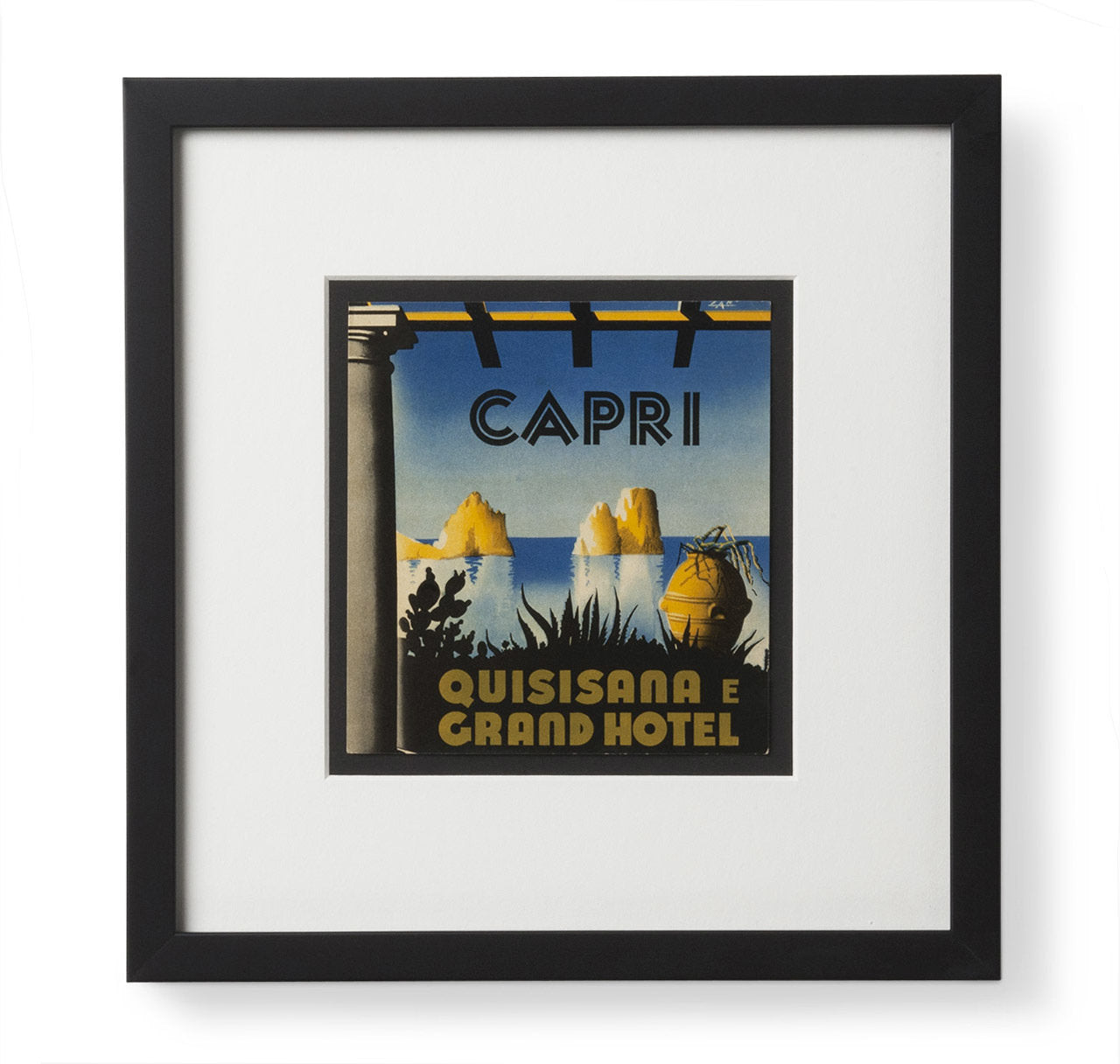 Framed Grand Hotel Quisisana Capri Luggage Label
