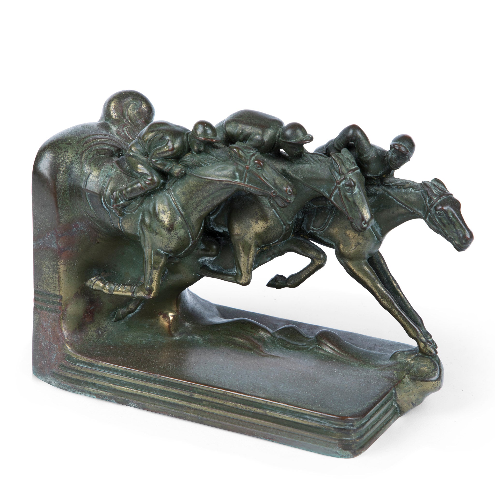 Jenning Brothers Bronze Horse Race Bookends