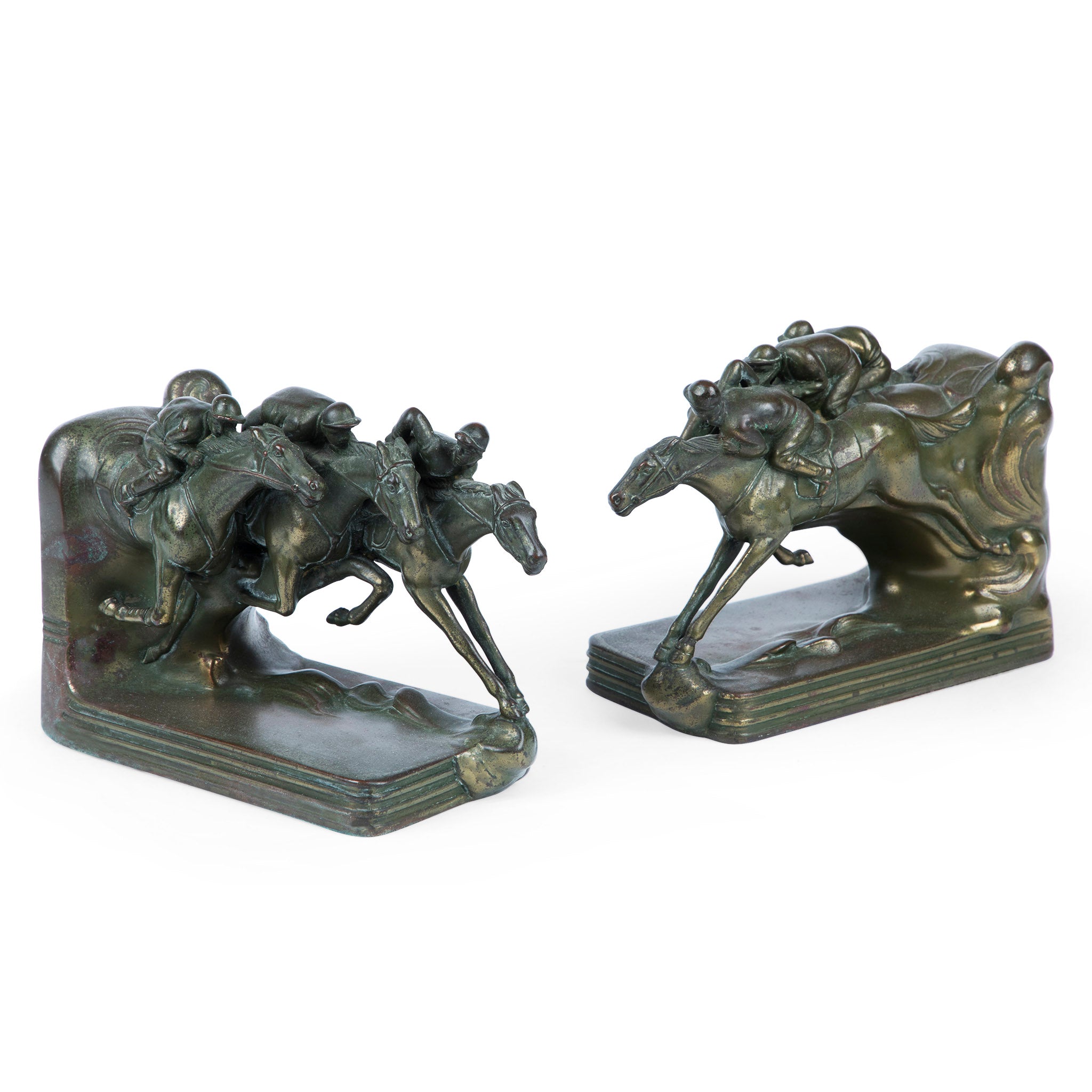 Jenning Brothers Bronze Horse Race Bookends