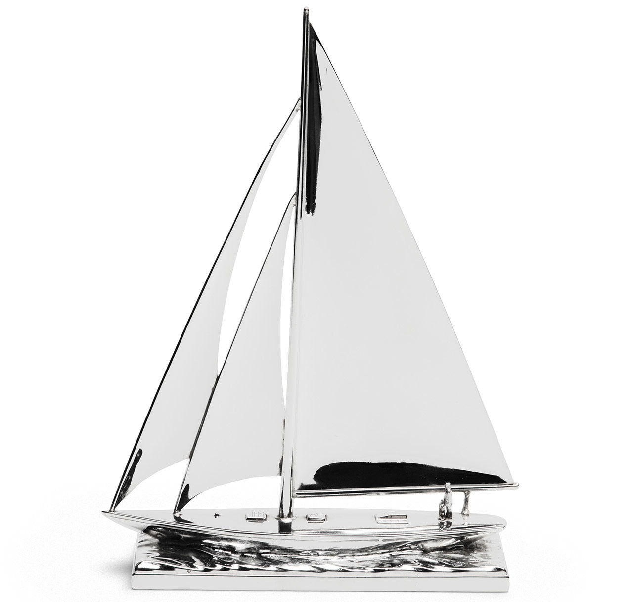 Large Silver-Plated Sailboat Model
