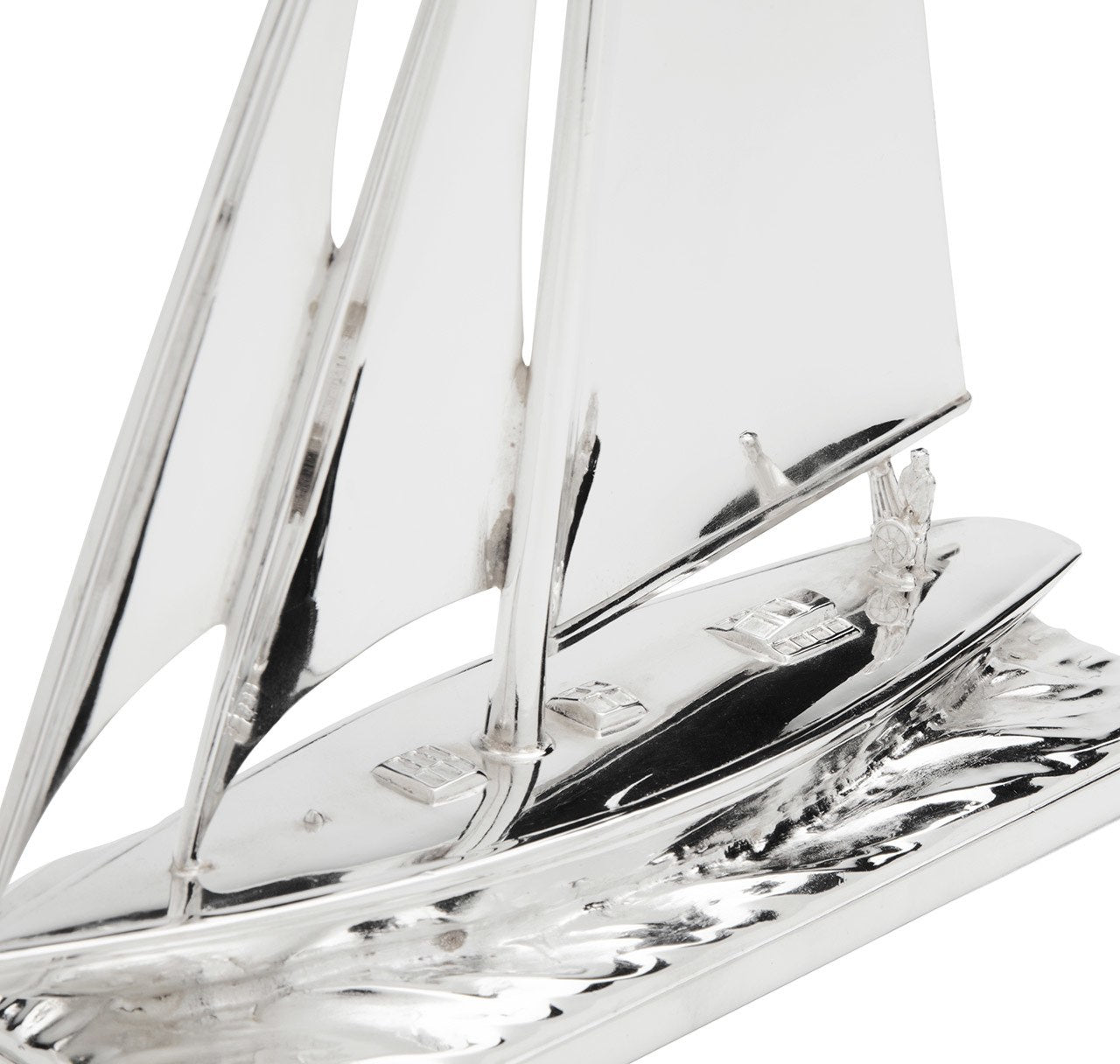 Large Silver-Plated Sailboat Model