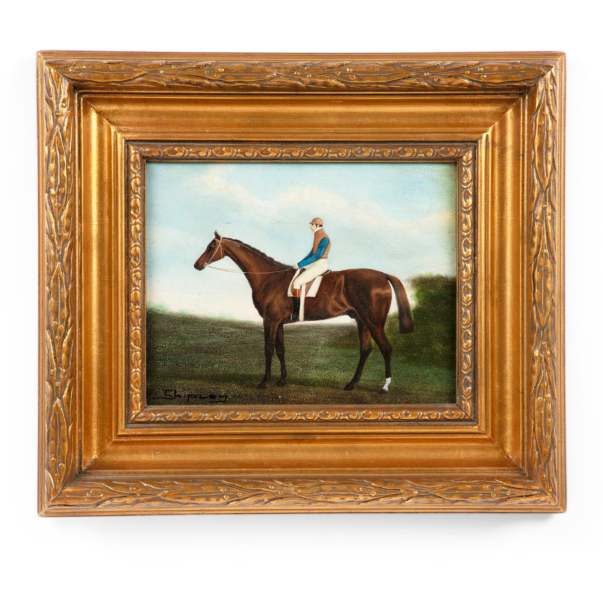 Equestrian Portrait Jockey Up - Oil on Canvas, Shipley
