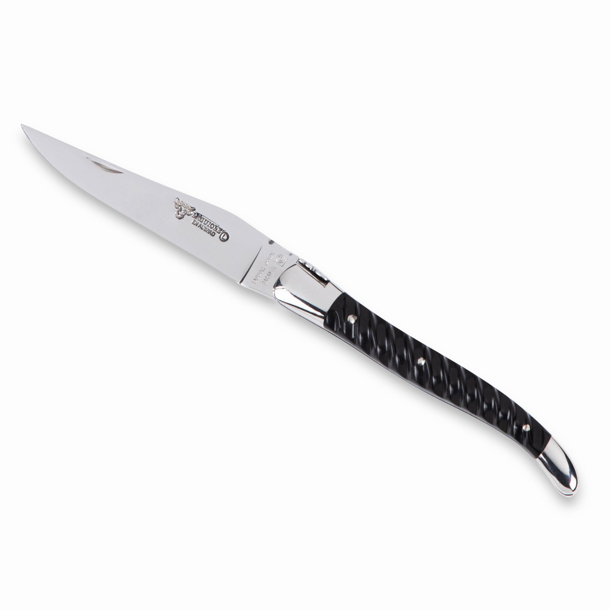 Laguiole Steel with Twisted Ebony Horn Pocketknife