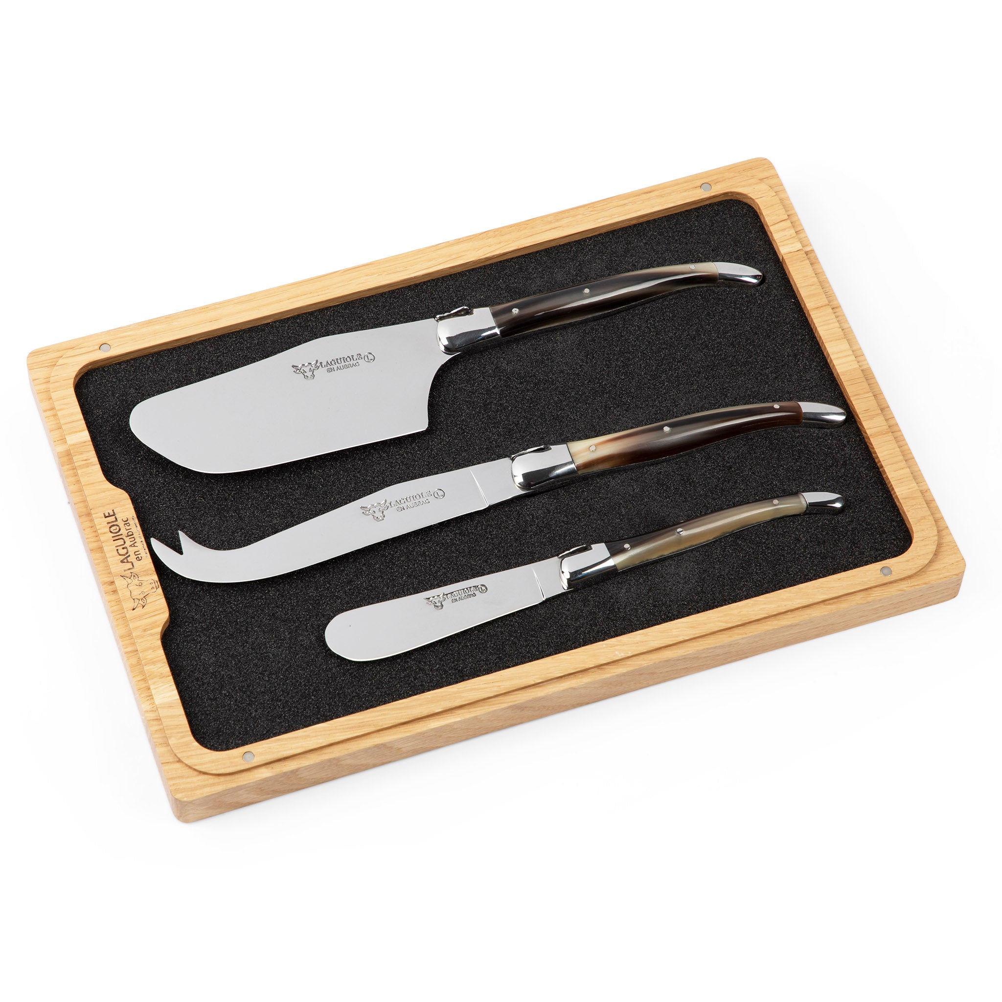 Laguiole Three Piece Cheese Knife Set Horn