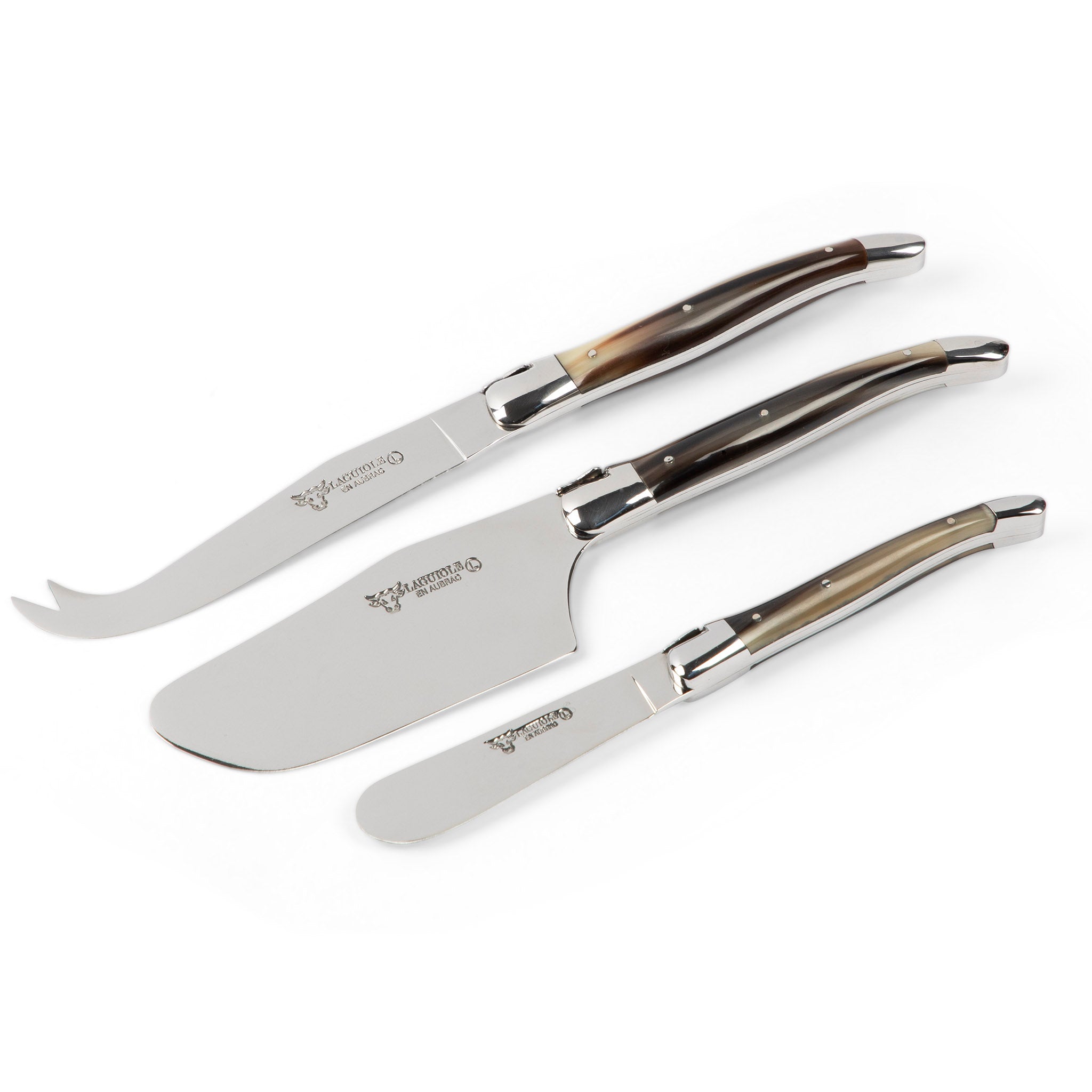 Laguiole Three Piece Cheese Knife Set Horn